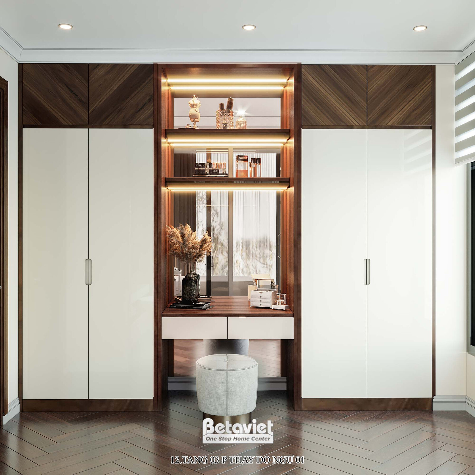 Nội thất phòng thay đồ biệt thự hiện đại NT22217 – góc nhìn 3