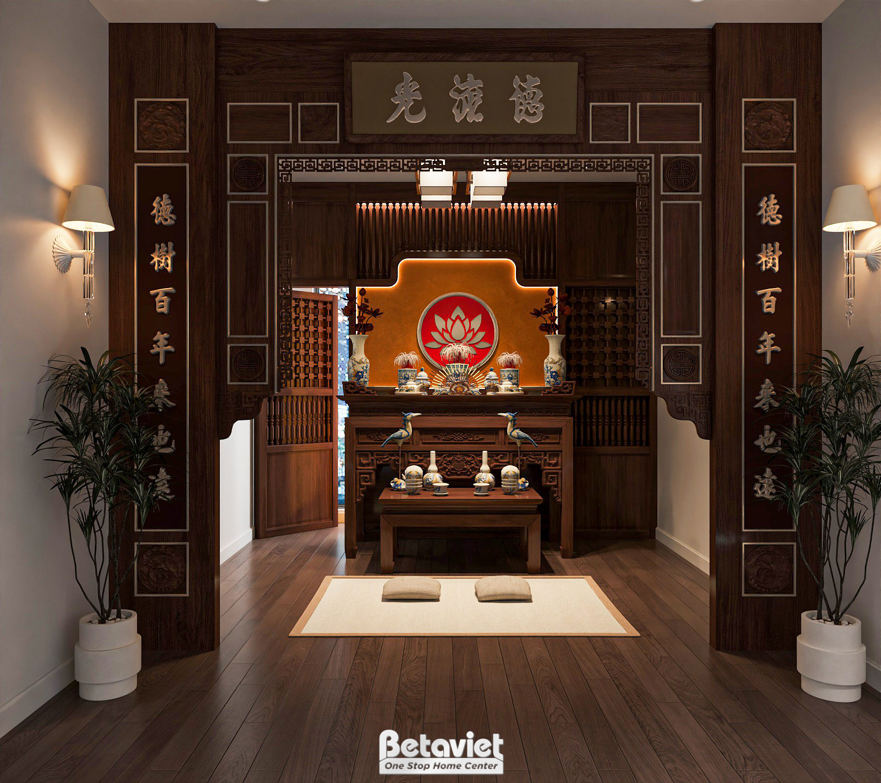 Mẫu thi công phòng thờ đẹp do đội ngũ Betaviet thực hiện