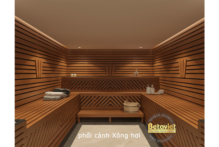 Nội thất phòng xông hơi biệt thự tân cổ điển NT22030 – góc nhìn tổng thể