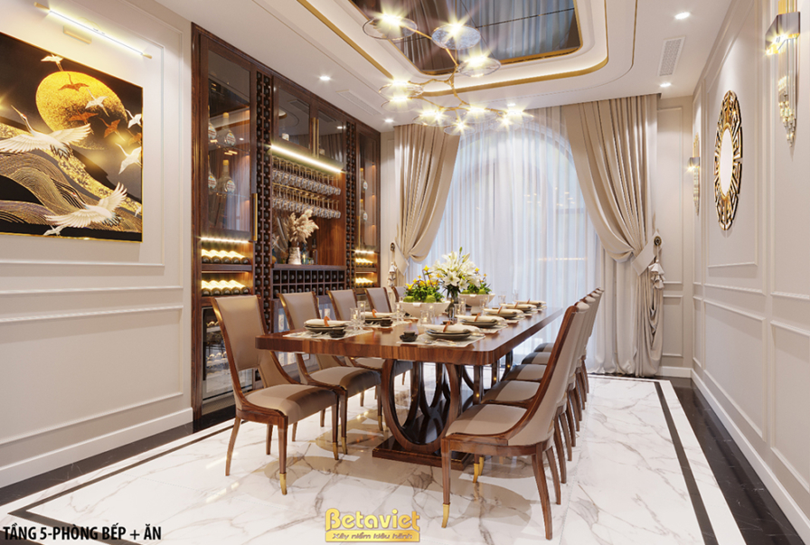 Nội thất phòng ăn biệt thự hiện đại NT21194B – góc nhìn tổng thể