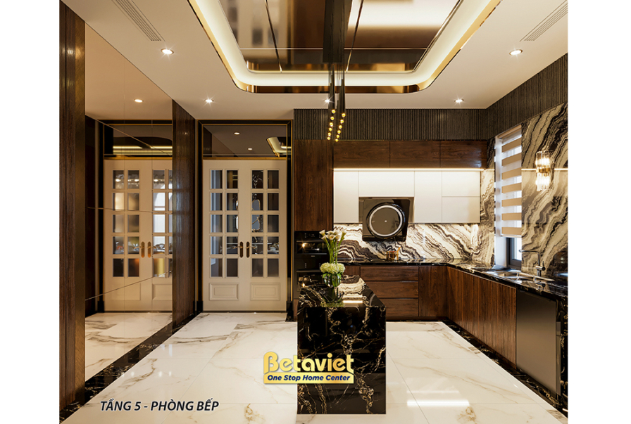Nội thất phòng bếp biệt thự hiện đại NT21194B – góc nhìn 4