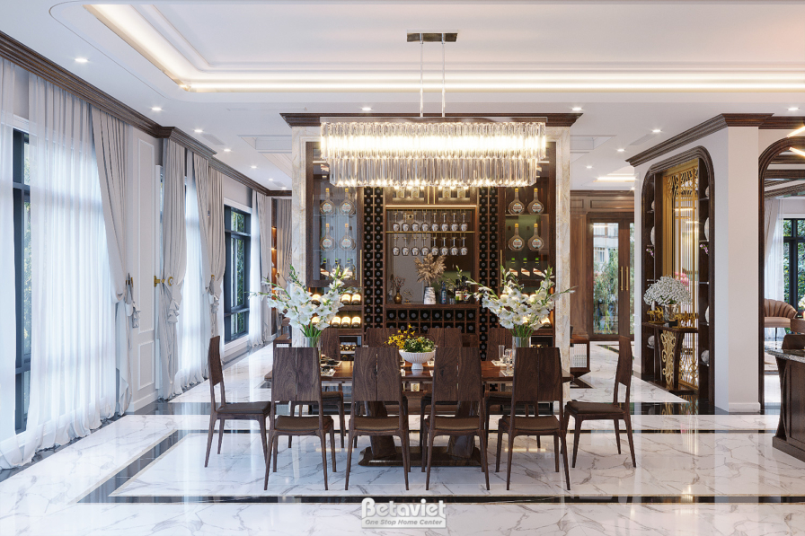 Nội thất phòng bếp biệt thự hiện đại gỗ NT21180 – góc nhìn 2