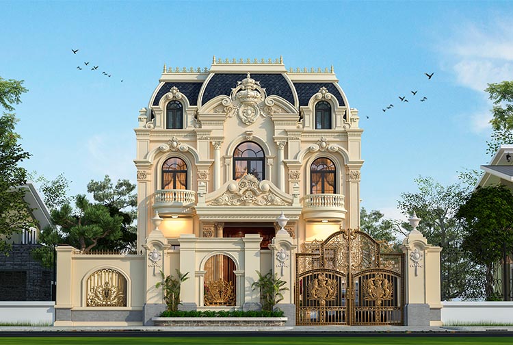 Lâu đài cổ điển tại Kon Tum KT24200 – phối cảnh mặt tiền chính