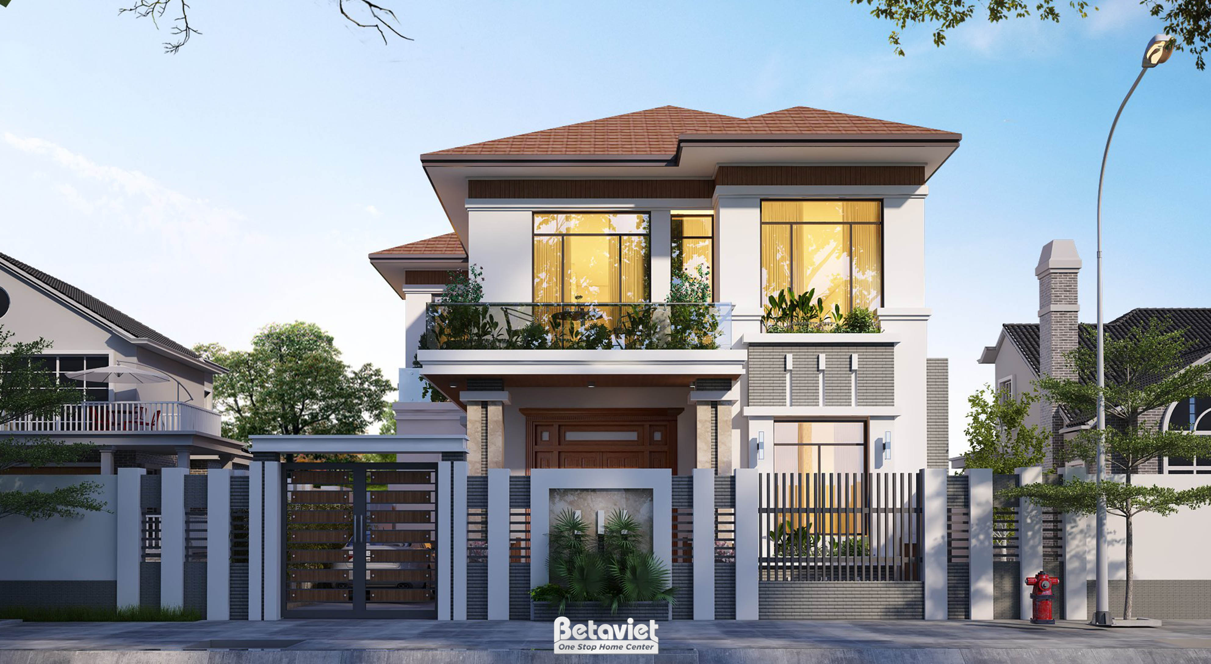 Thiết kế biệt thự hiện đại 2 tầng 4 phòng ngủ tại Phú Thọ KT22032