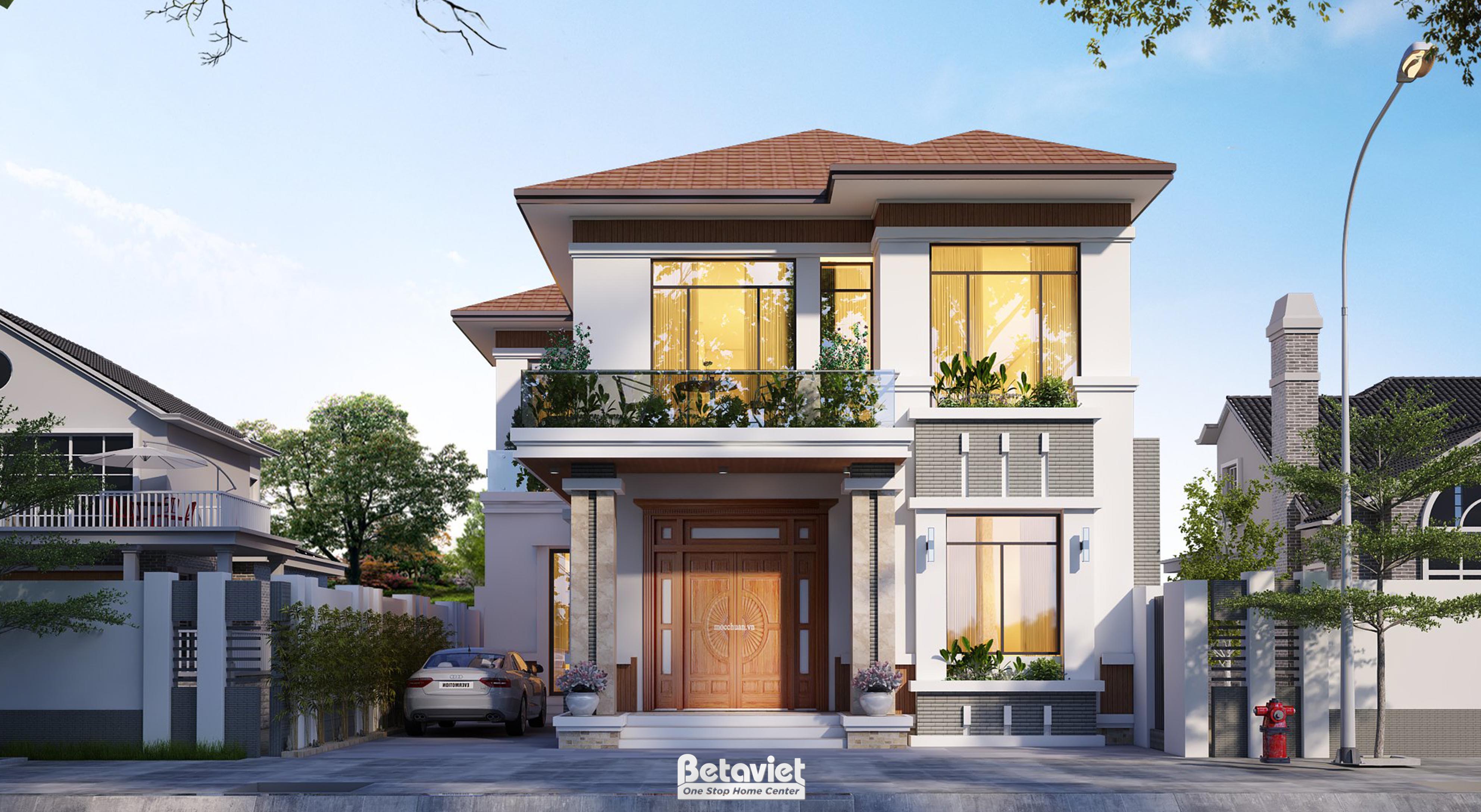 Thiết kế biệt thự hiện đại 2 tầng 4 phòng ngủ tại Phú Thọ KT22032