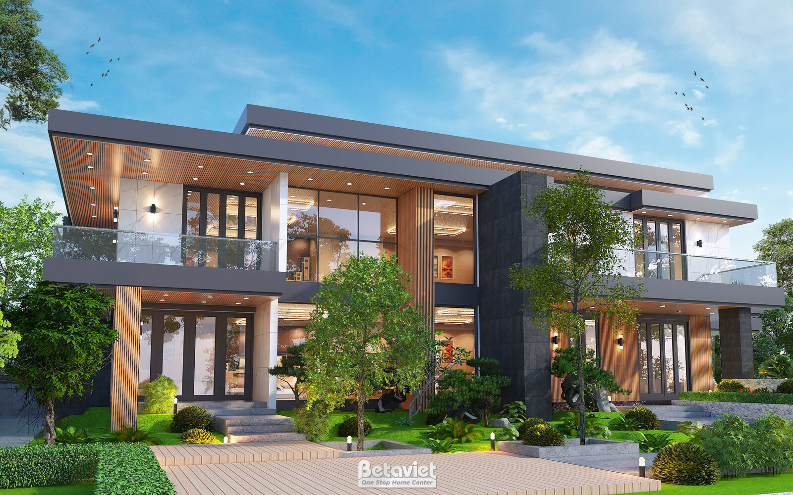 Biệt thự 2 tầng hiện đại luxury KT23361 – phối cảnh mặt tiền (3)
