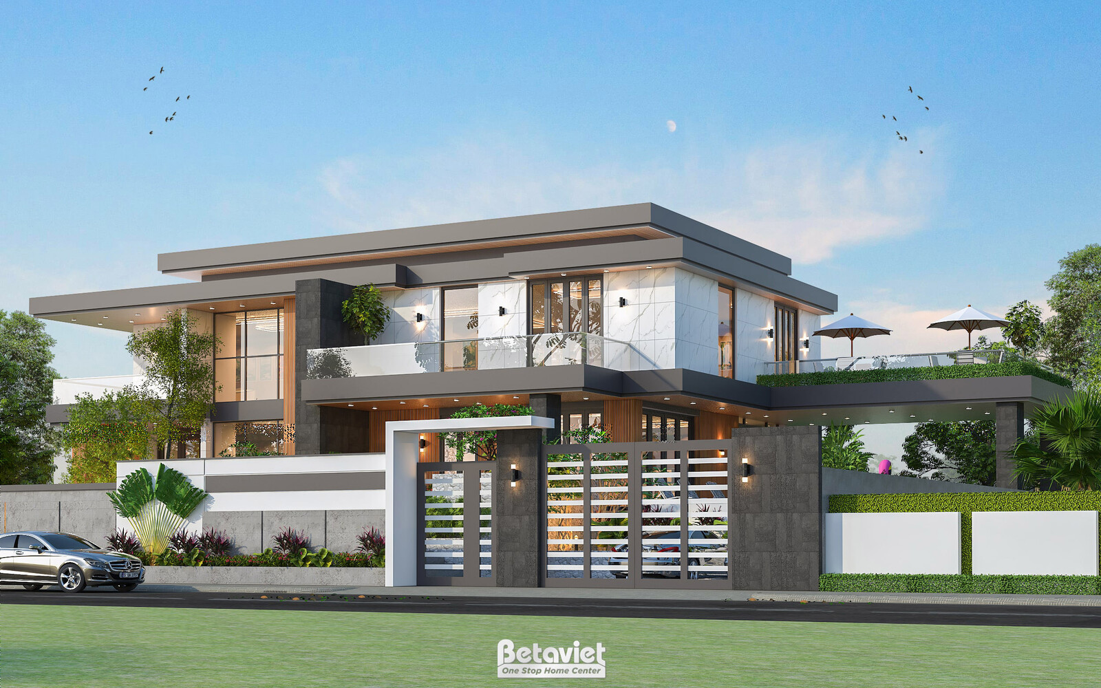 Biệt thự 2 tầng hiện đại luxury KT23361 – phối cảnh mặt tiền