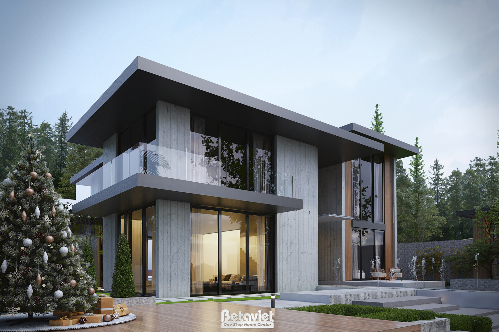 Biệt thự 2 tầng hiện đại luxury KT24301 – phối cảnh mặt tiền (4)