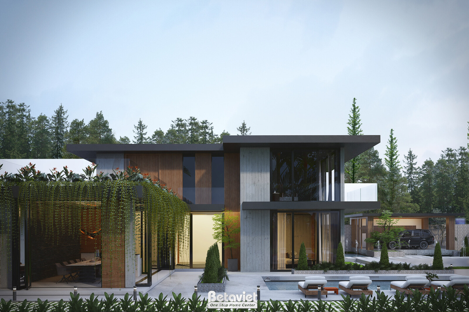 Biệt thự 2 tầng hiện đại luxury KT24301 – phối cảnh mặt tiền (3)