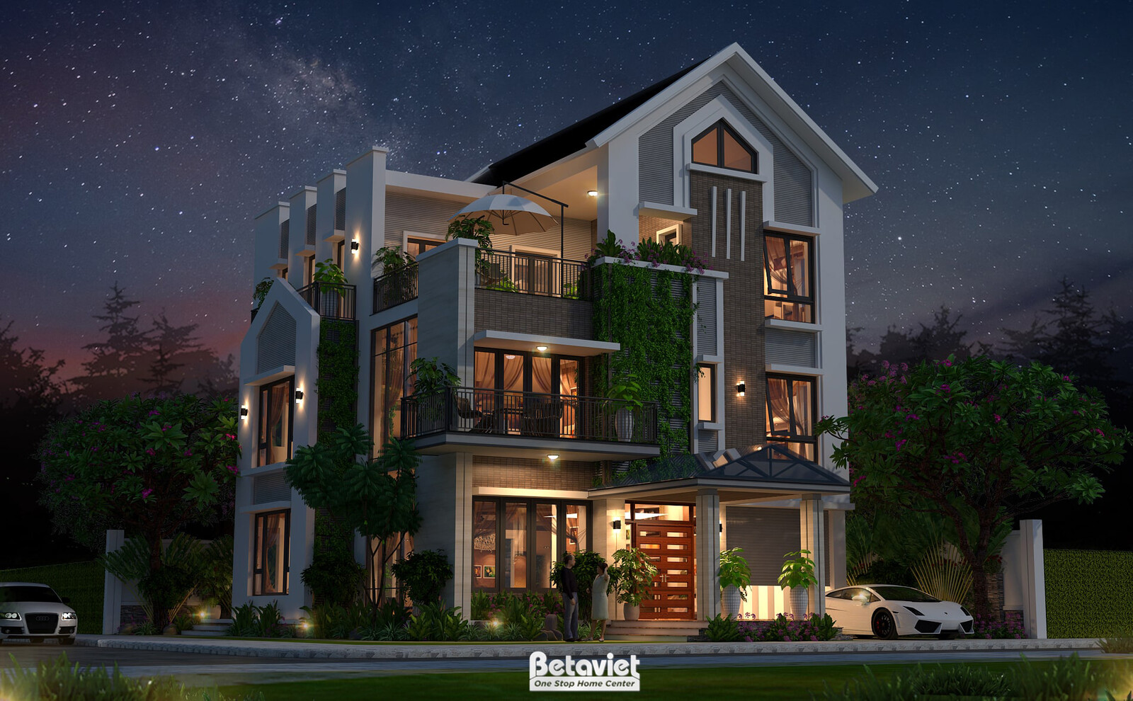 Biệt thự 3 tầng hiện đại KT20090 – phối cảnh mặt tiền (4)