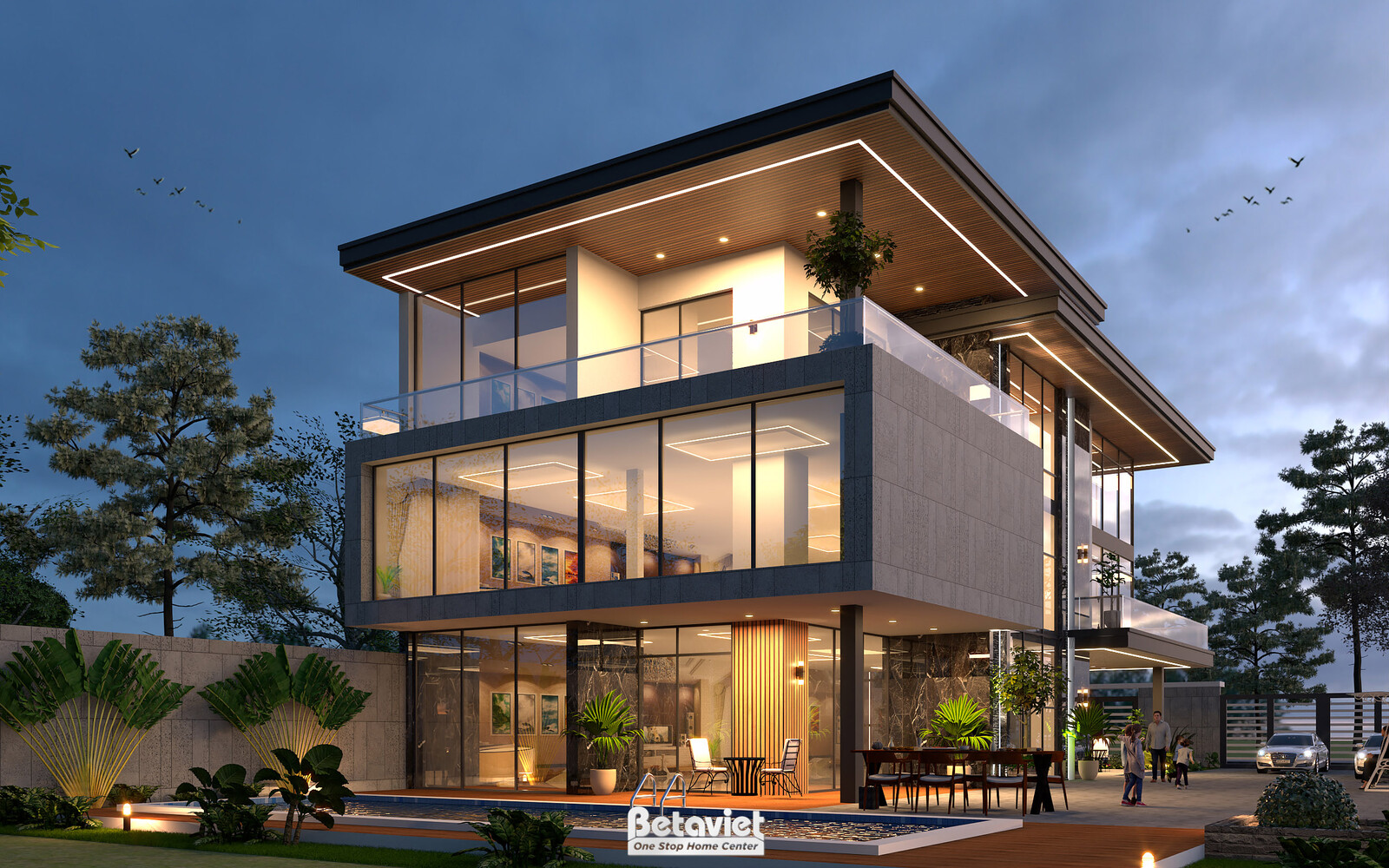 Biệt thự 3 tầng hiện đại luxury KT23381 – phối cảnh mặt tiền (2)