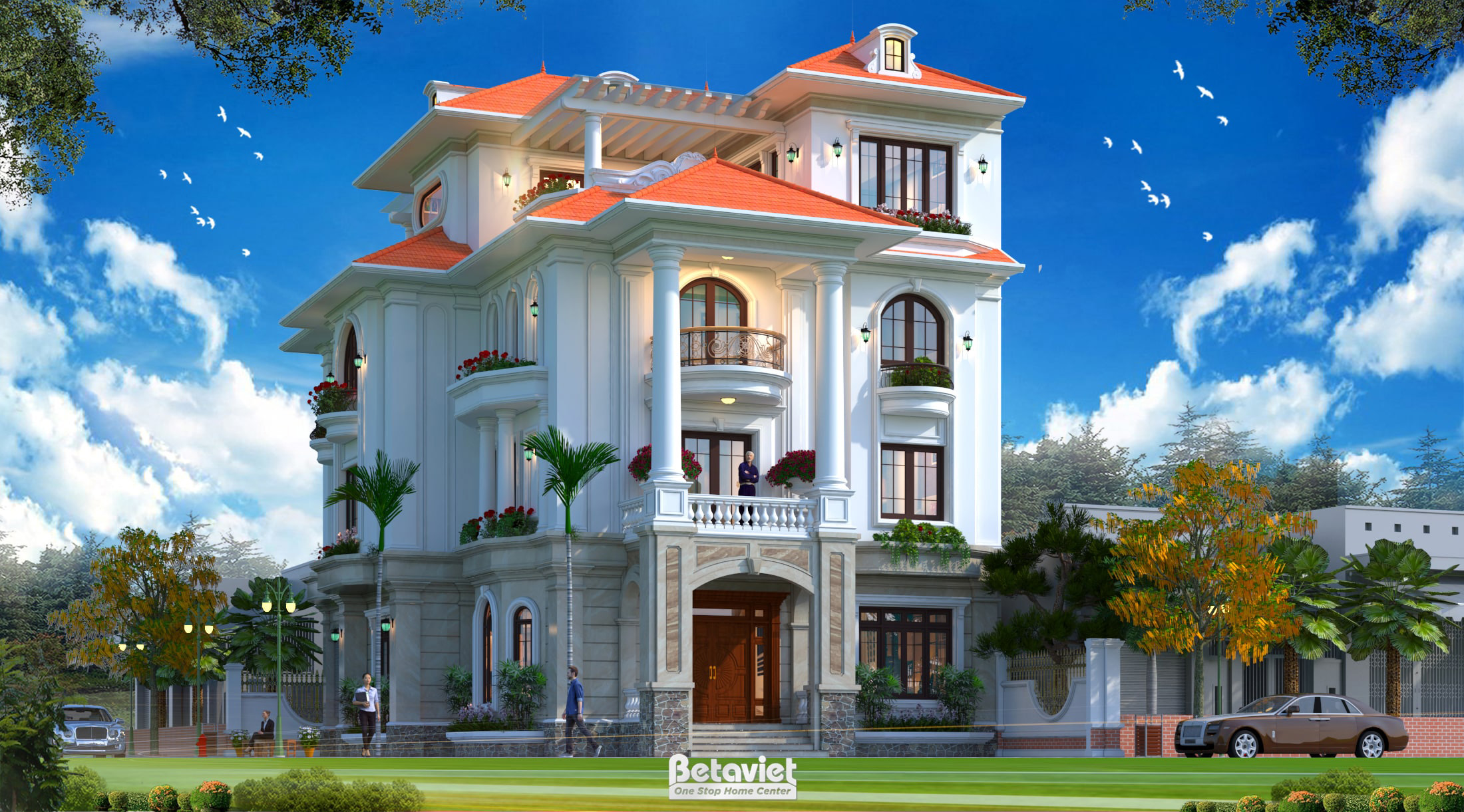 Thiết kế biệt thự 4 tầng 7 phòng ngủ hiện đại tại Tuyên Quang KT20095