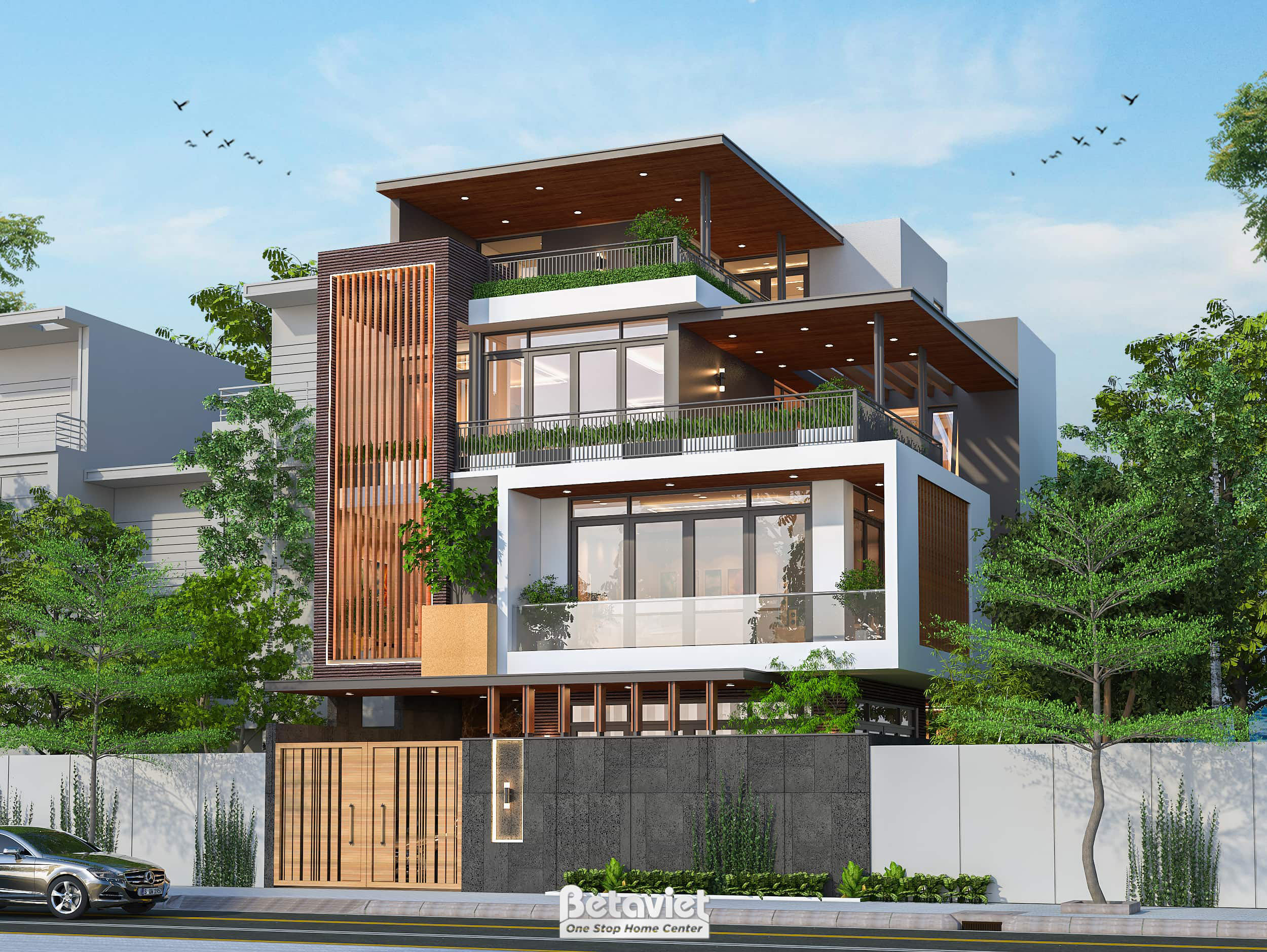 Thiết kế biệt thự hiện đại 4 tầng 800m2 KT23380