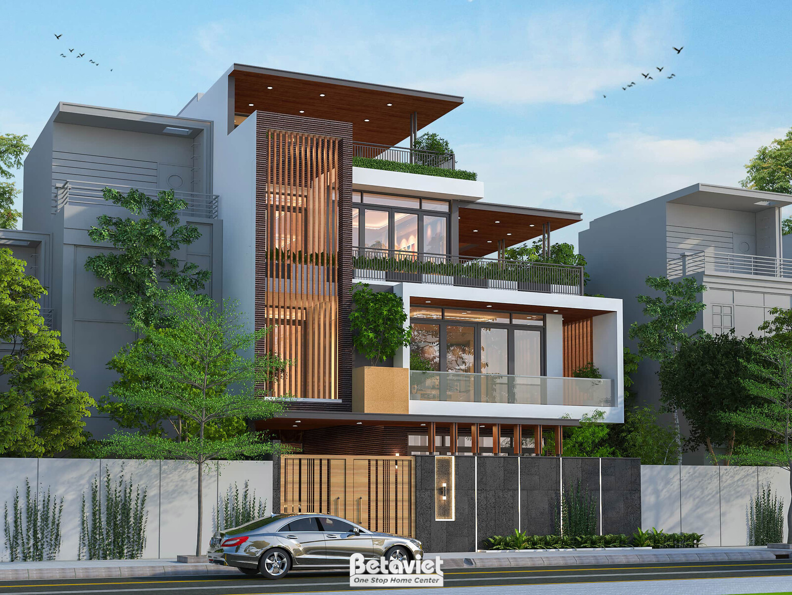 Biệt thự 4 tầng hiện đại luxury KT23380 – phối cảnh mặt tiền (4)