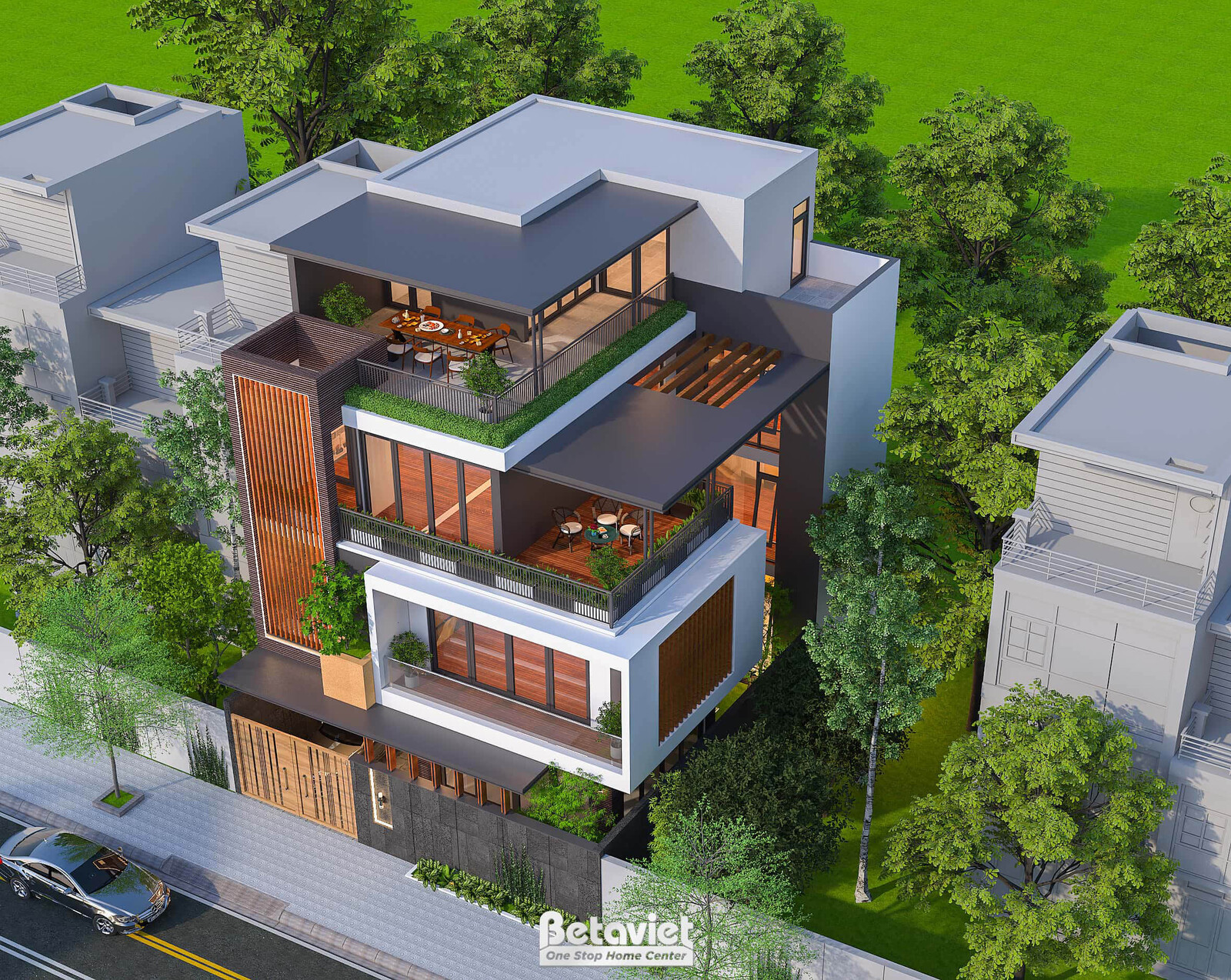 Biệt thự 4 tầng hiện đại luxury KT23380 – phối cảnh mặt tiền (5)