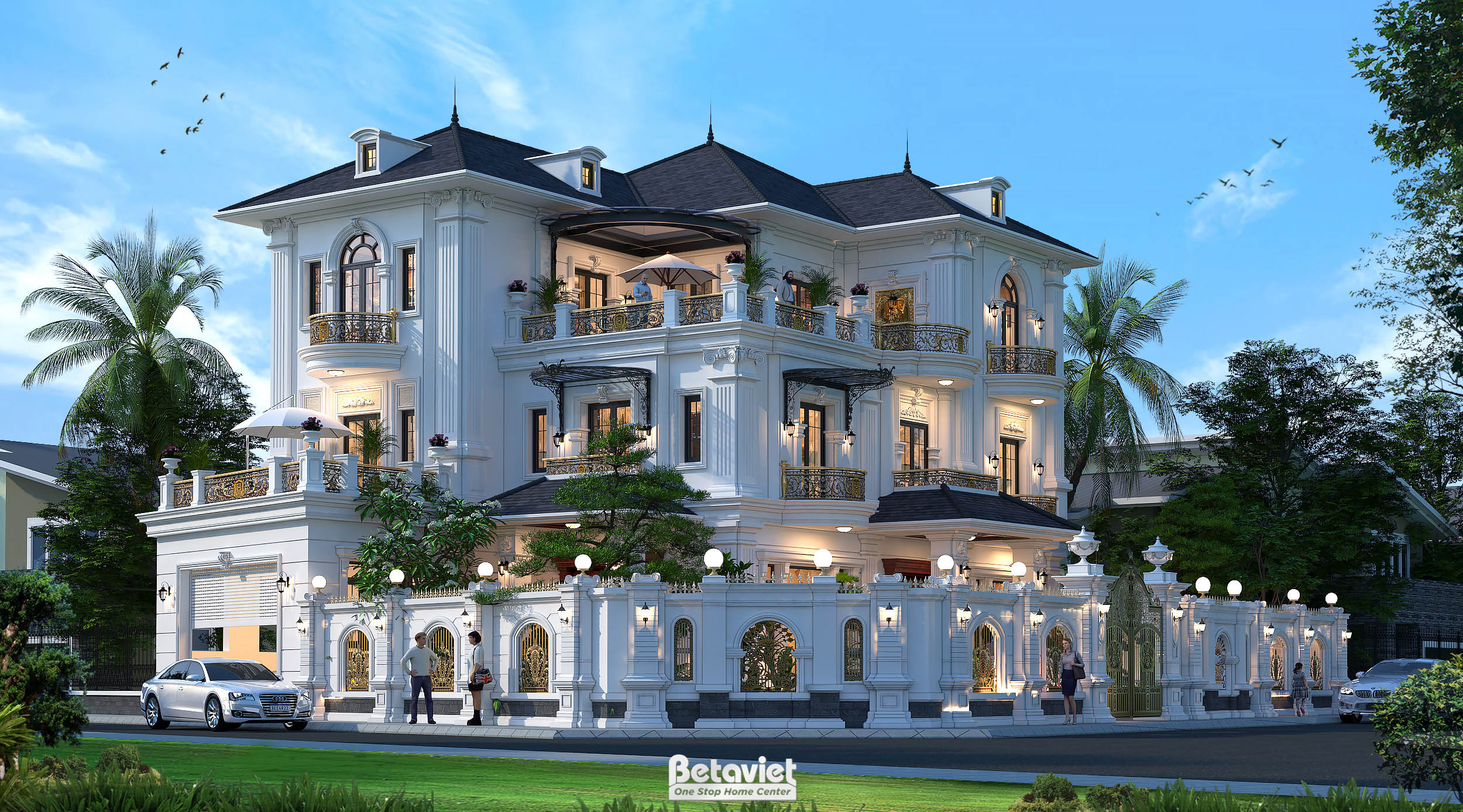 Thiết kế biệt thự tân cổ điển 3 tầng có hồ bơi tại Hưng Yên KT21166