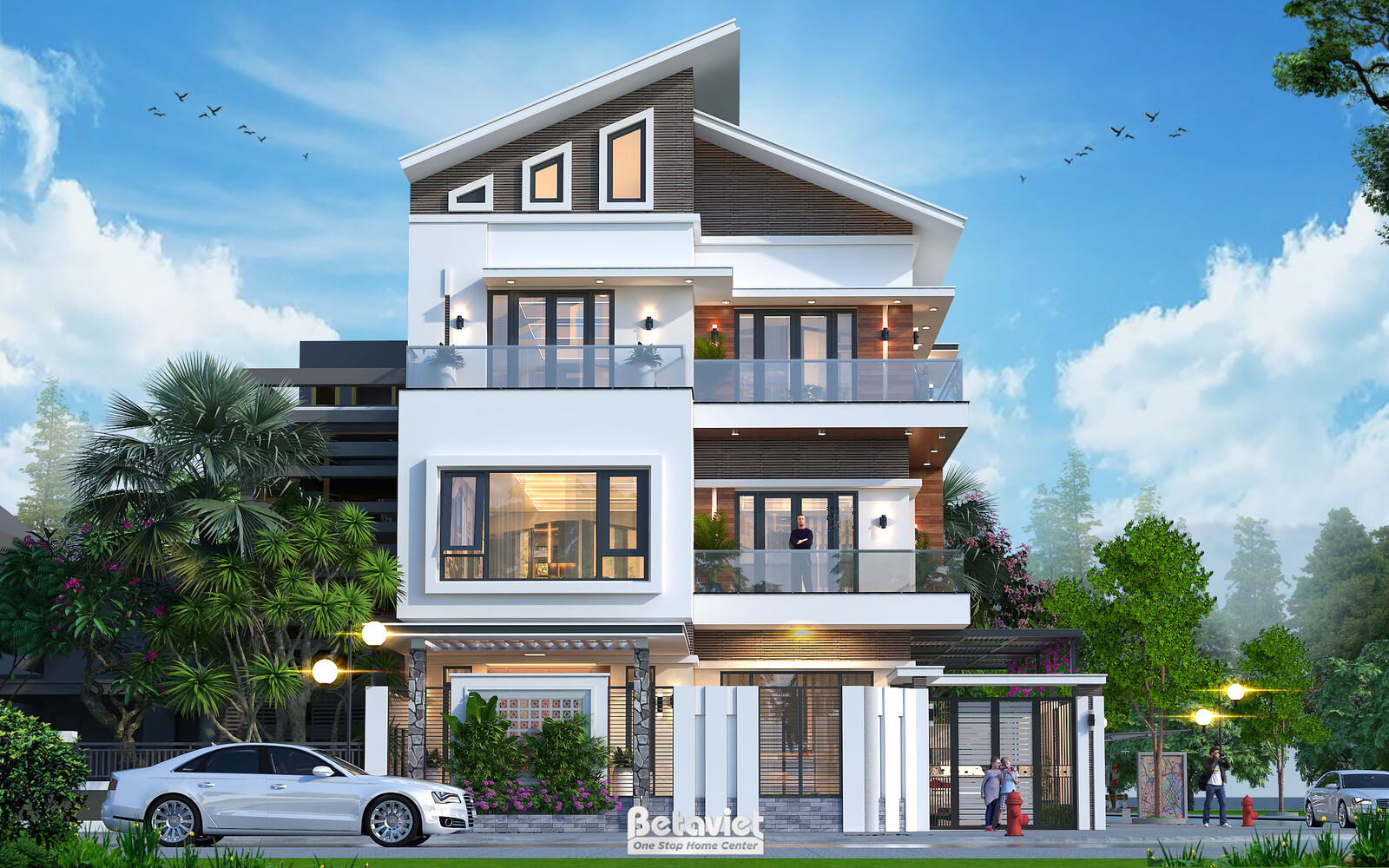 Biệt thự 4 tầng hiện đại KT22117 – phối cảnh mặt tiền (2)