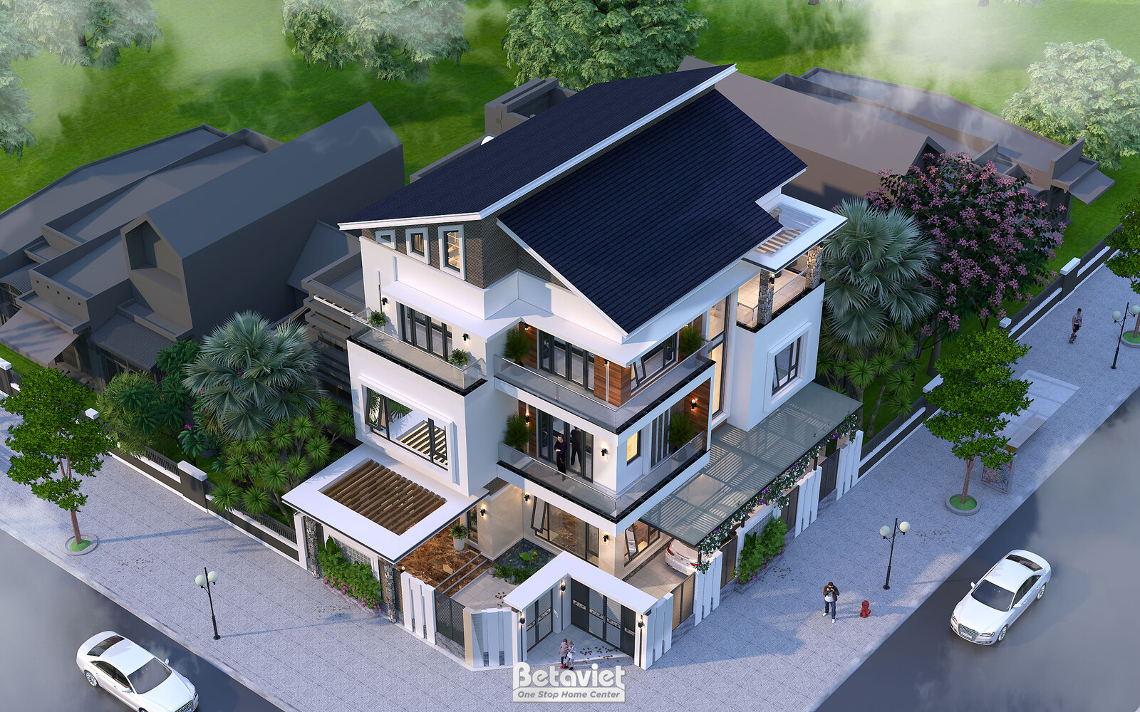 Biệt thự 4 tầng hiện đại KT22117 – phối cảnh mặt tiền (5)