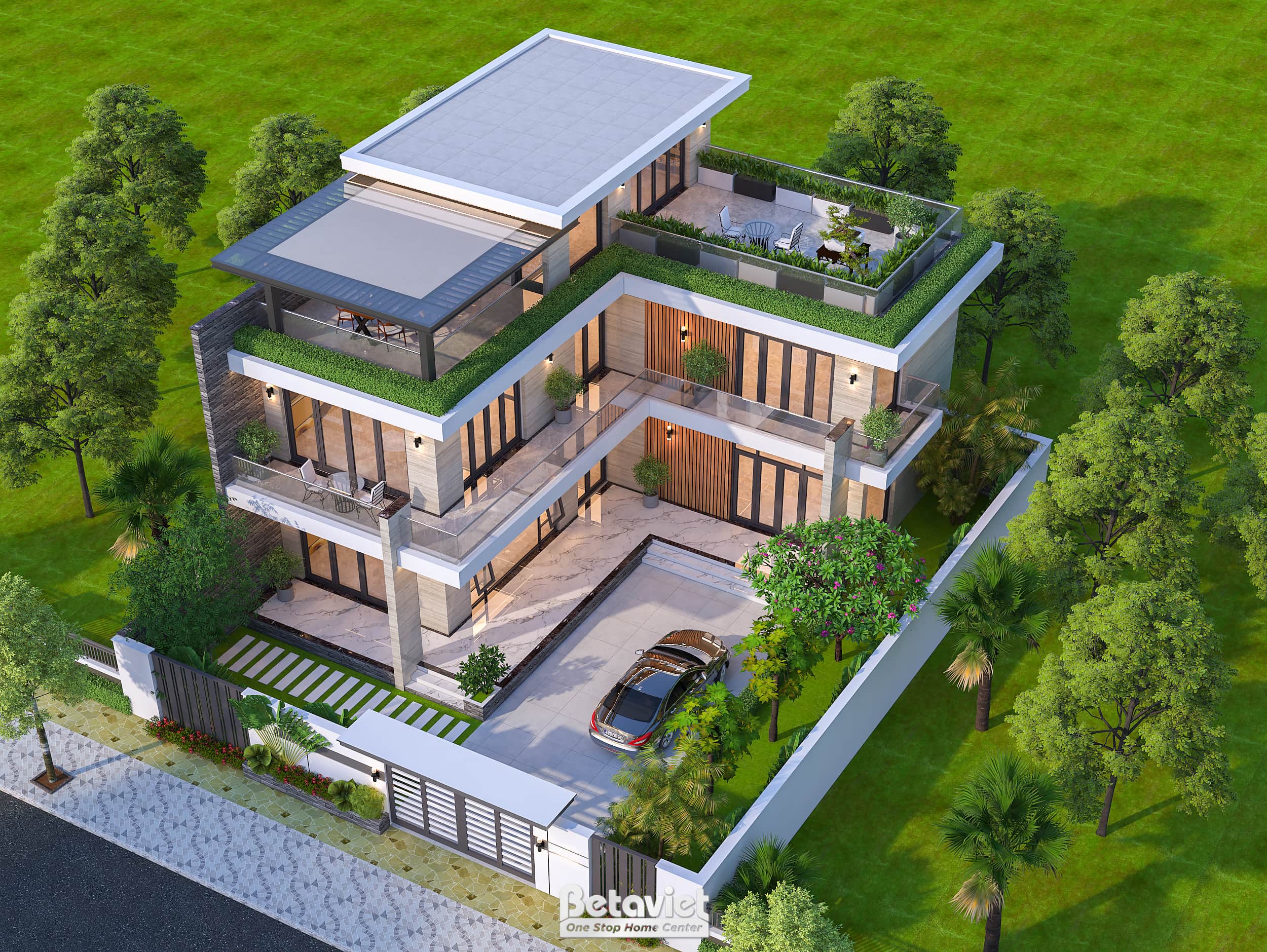 Thiết kế biệt thự vườn phong cách hiện đại 3 tầng tại Ninh Bình KT23362