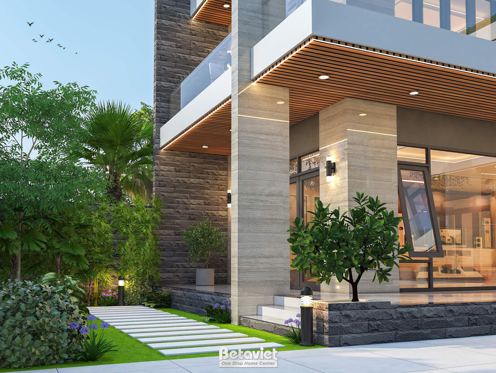 Biệt thự 3 tầng hiện đại luxury KT23379 – sảnh chính