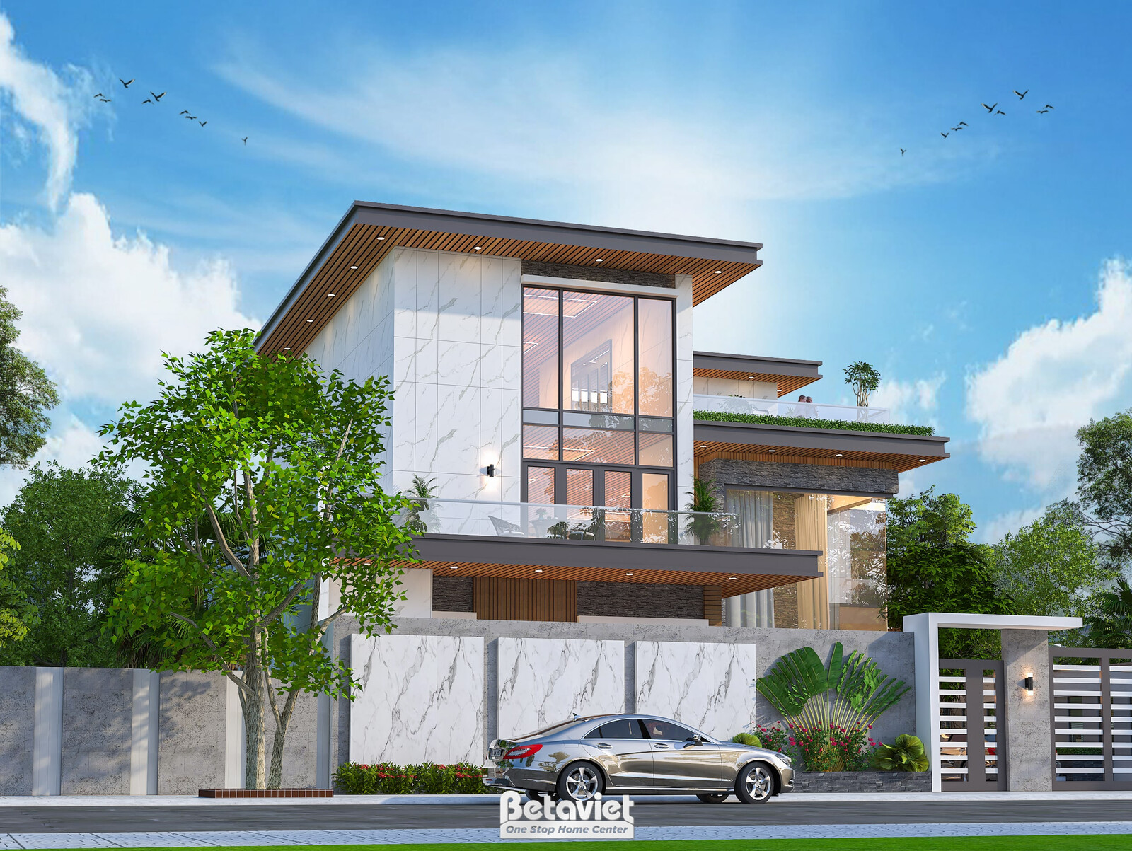 Biệt thự 3 tầng hiện đại luxury KT23362 – phối cảnh mặt tiền (5)