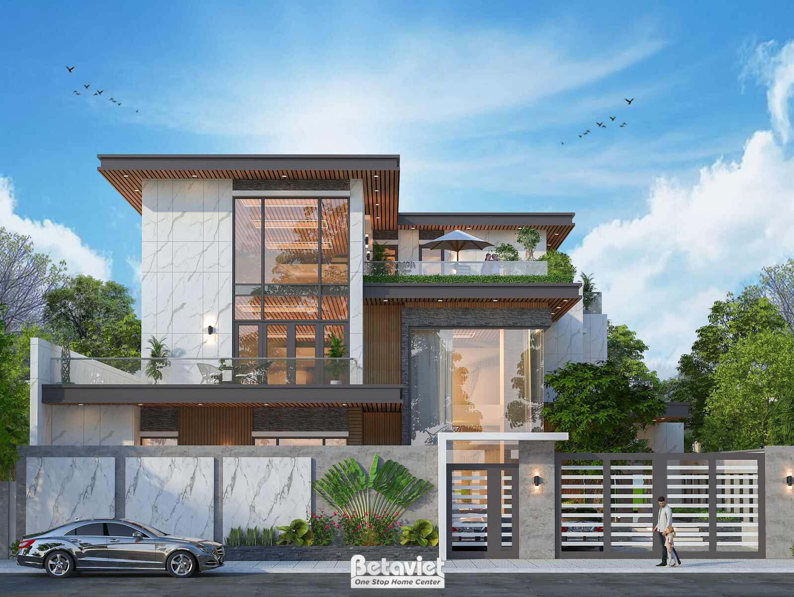 Biệt thự 3 tầng hiện đại luxury KT23362 – phối cảnh mặt tiền (4)