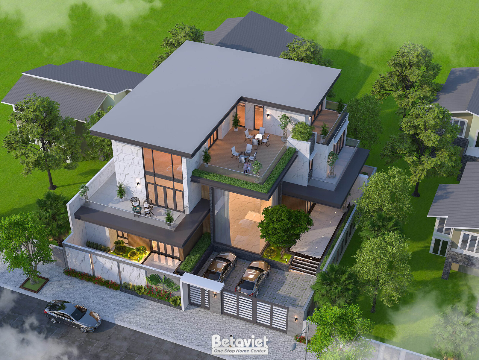 Biệt thự 3 tầng hiện đại luxury KT23362 – phối cảnh mặt tiền (6)