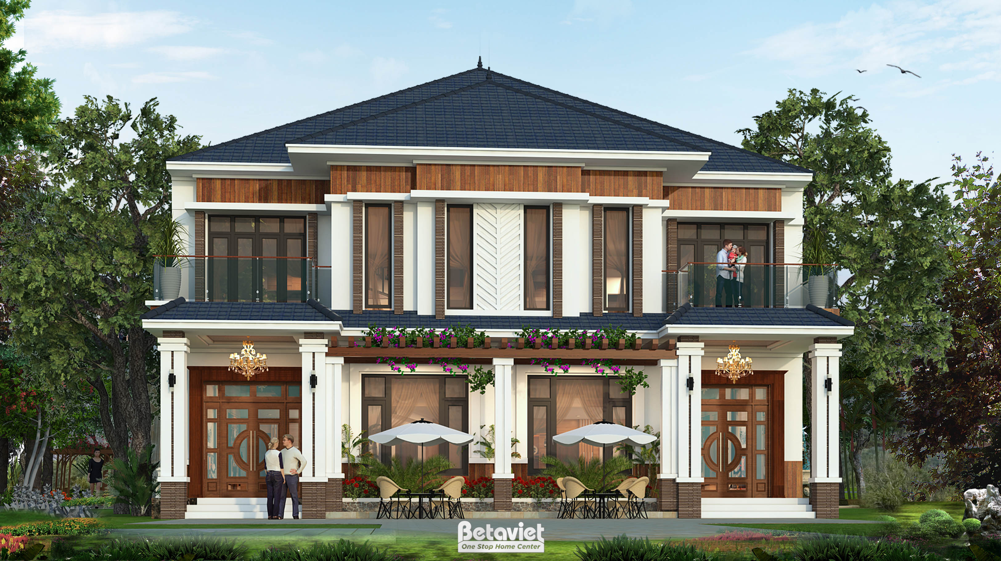 Thiết kế biệt thự song lập hiện đại 2 tầng 550m2 tại Hải Dương KT19145