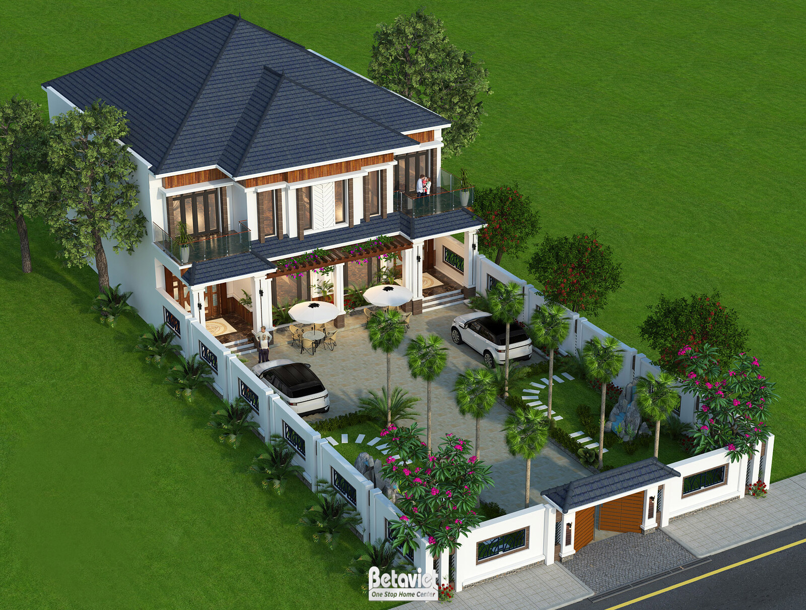 Biệt thự 2 tầng hiện đại KT19145 – phối cảnh mặt tiền (4)
