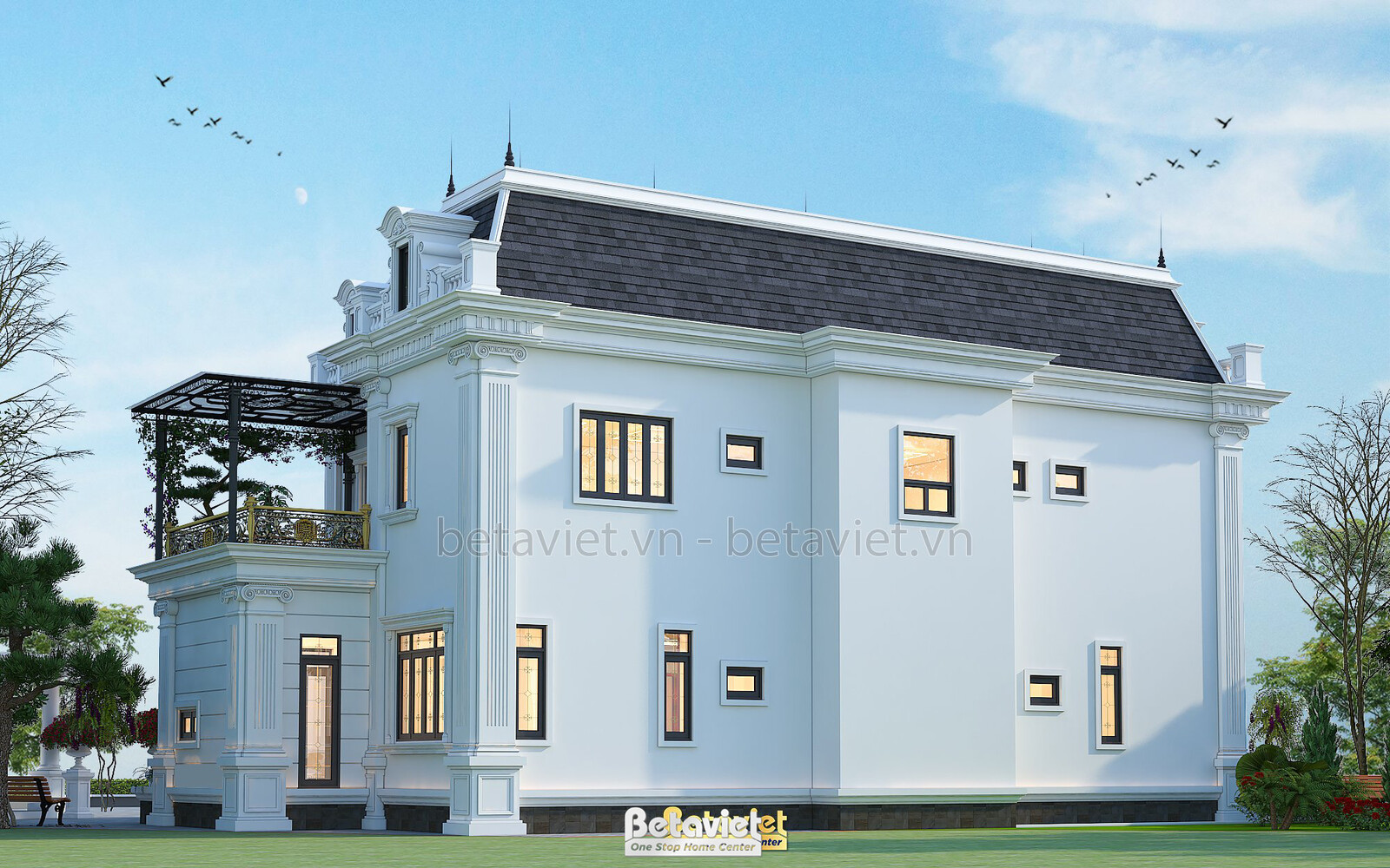 Biệt thự 2 tầng tân cổ điển KT23134 – phối cảnh mặt tiền (5)