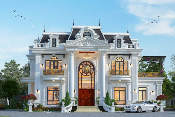 Thiết kế biệt thự tân cổ điển 2 tầng mái Mansard tại Hà Nội KT23134