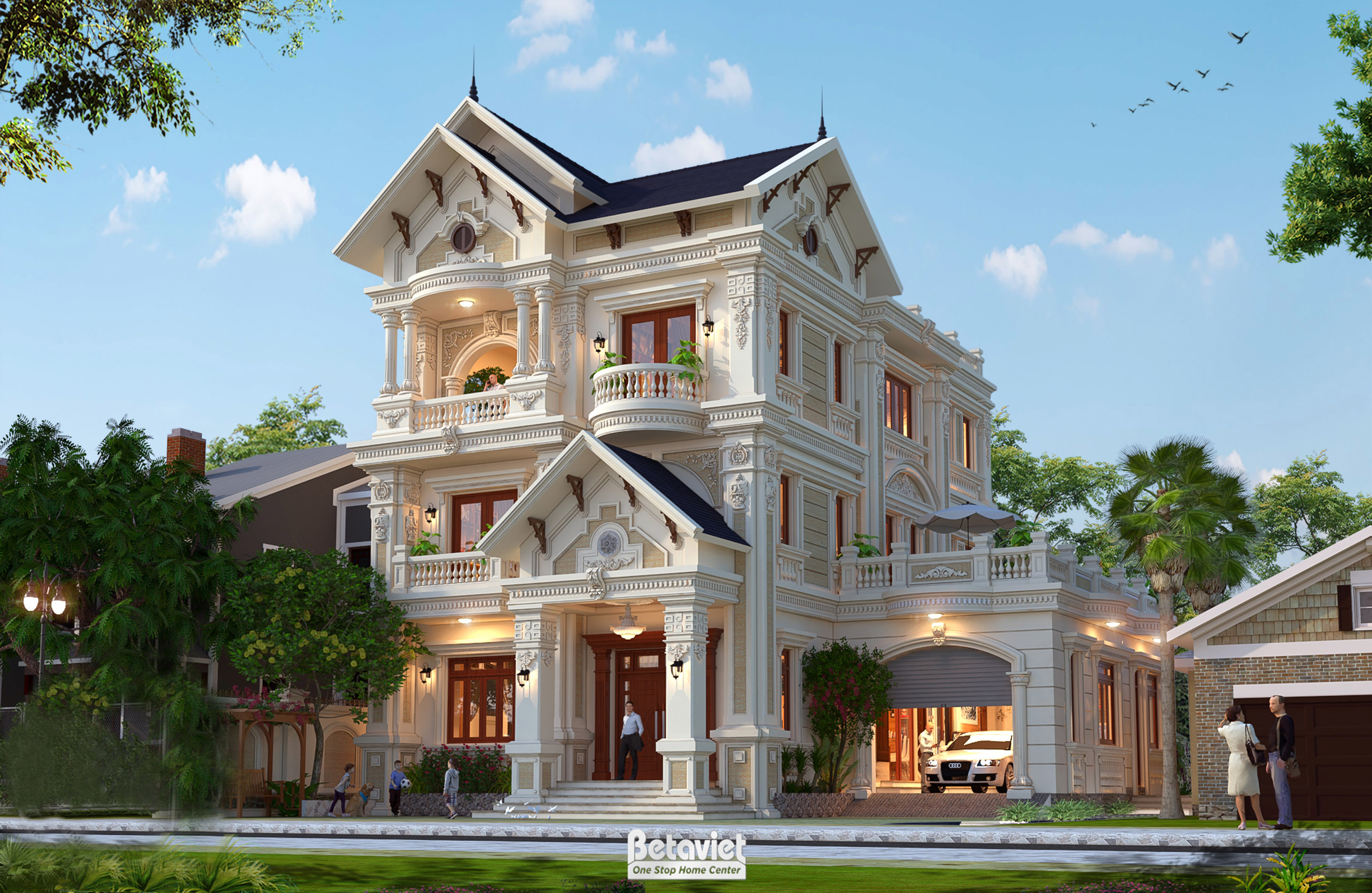 Thiết kế biệt thự 3 tầng tân cổ điển 650m2 tại Cao Bằng KT19060