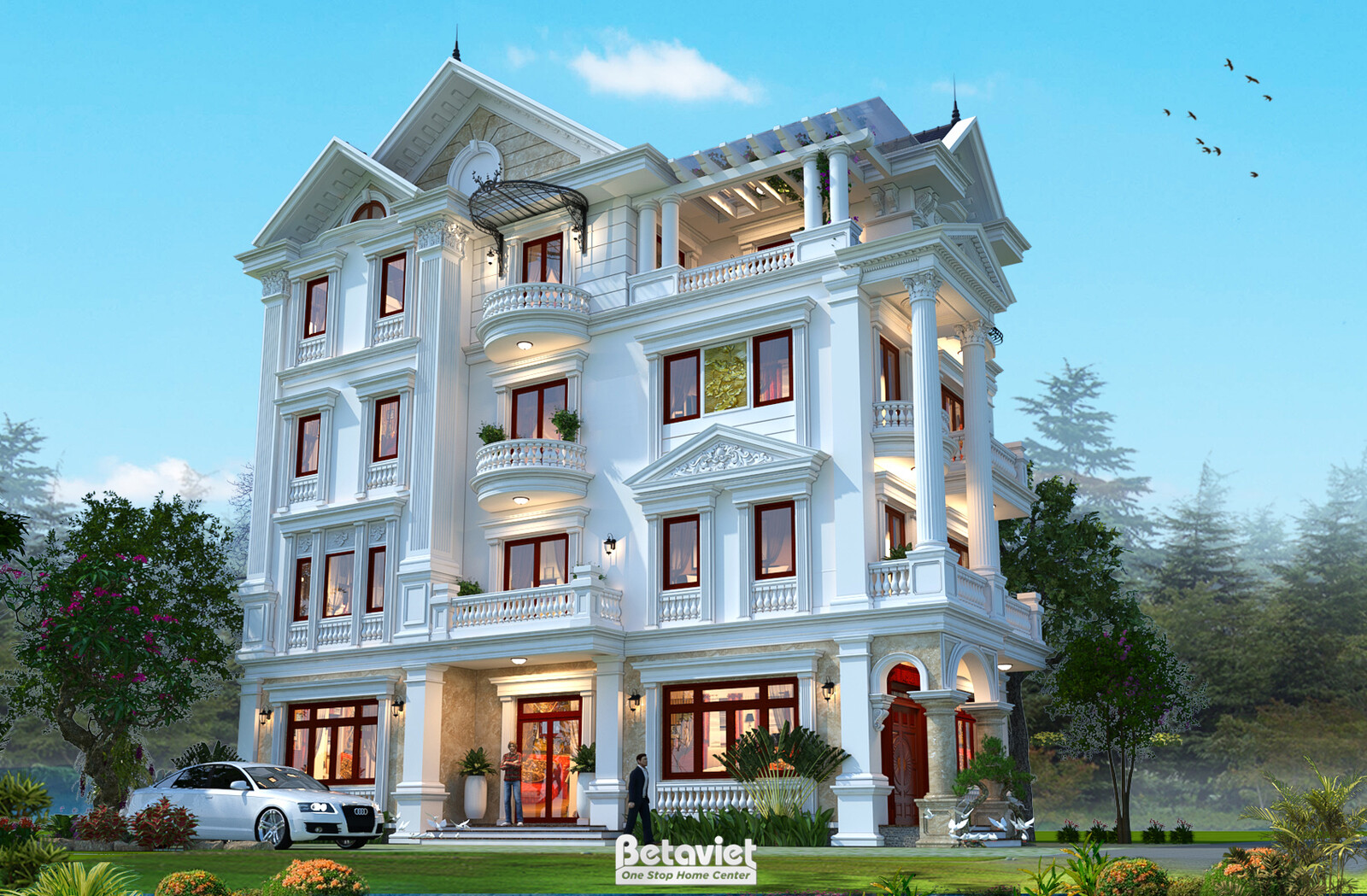 Biệt thự 4 tầng kiểu Pháp KT19022 – sảnh chính