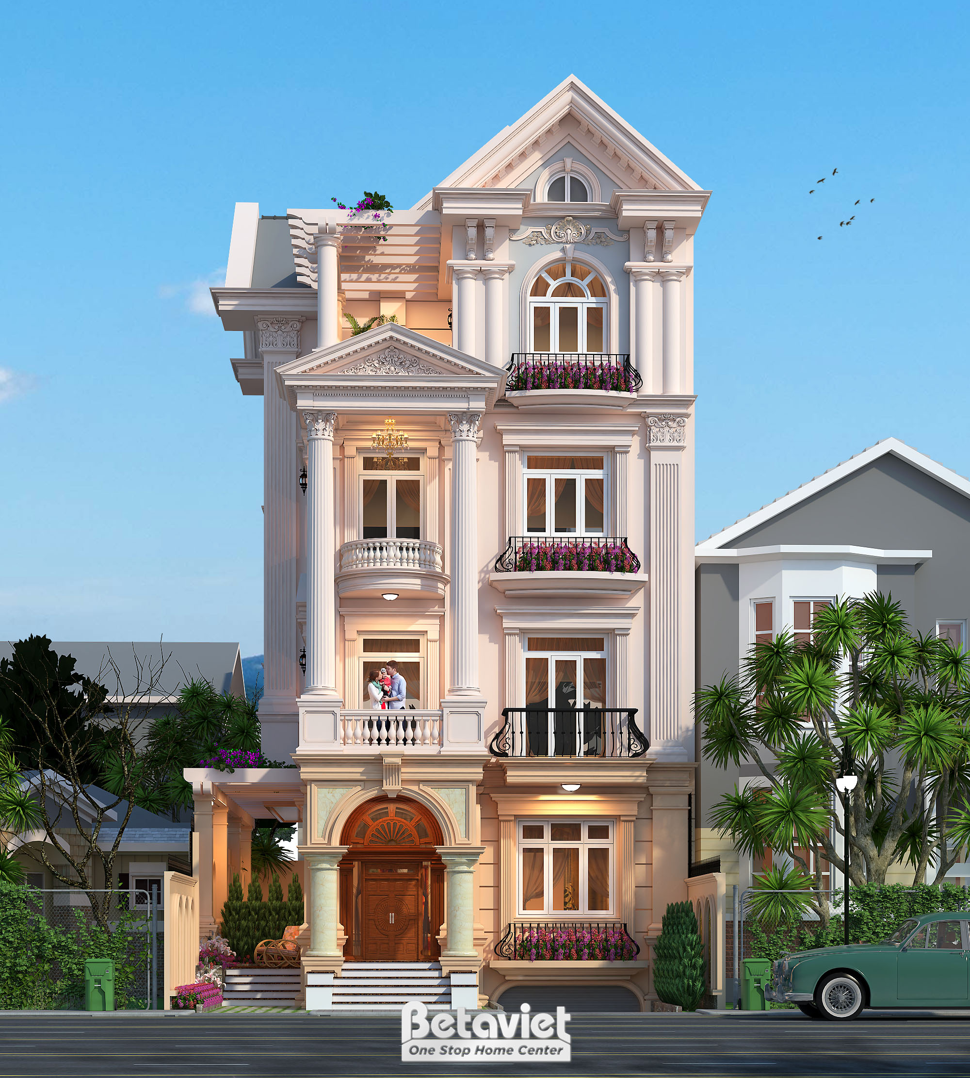Thiết kế biệt thự tân cổ điển 4 tầng 600m2 tại TP.Hồ Chí Minh KT17081