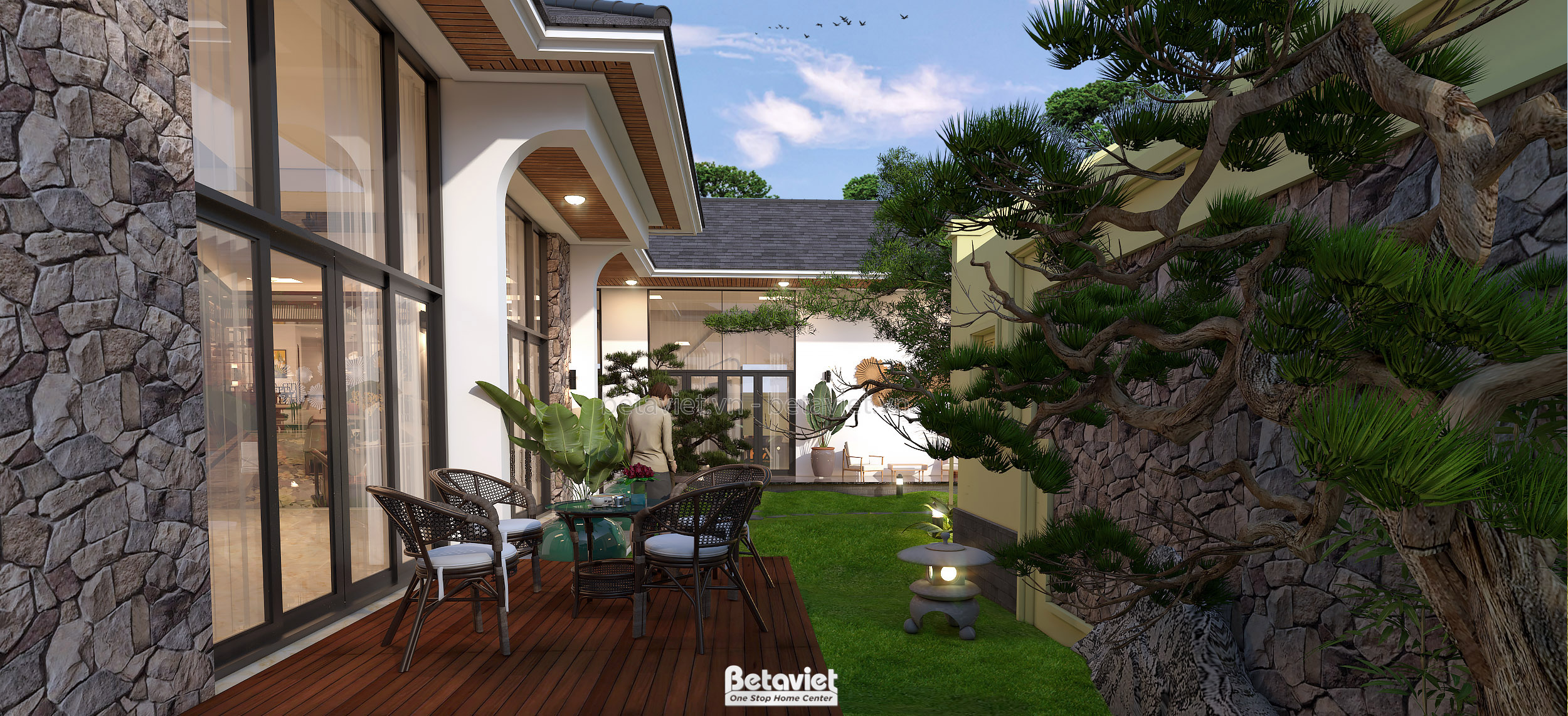 Sân vườn của mẫu biệt thự vườn 1 tầng