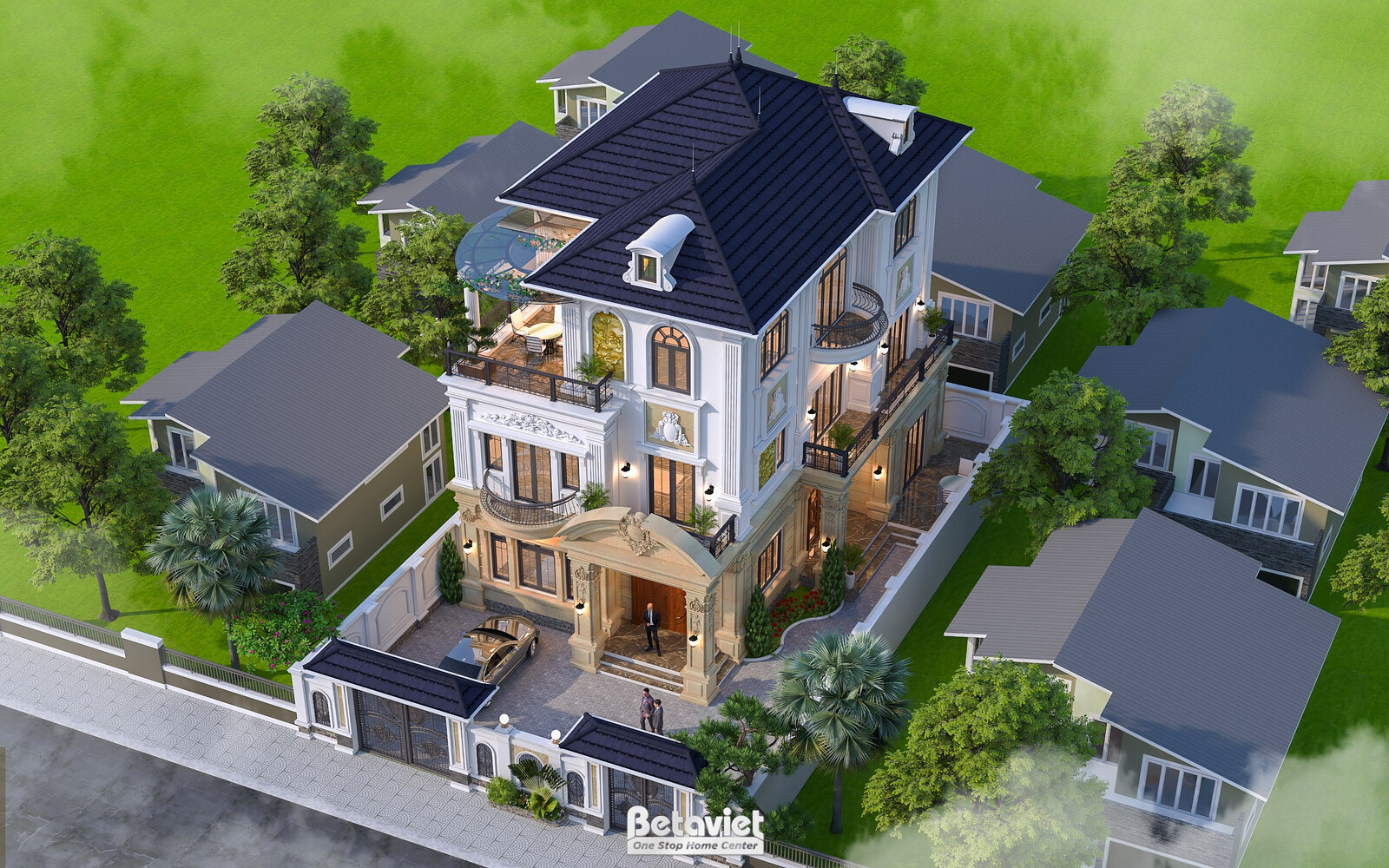 Biệt thự 3 tầng tân cổ điển KT24203 – phối cảnh mặt tiền (4)