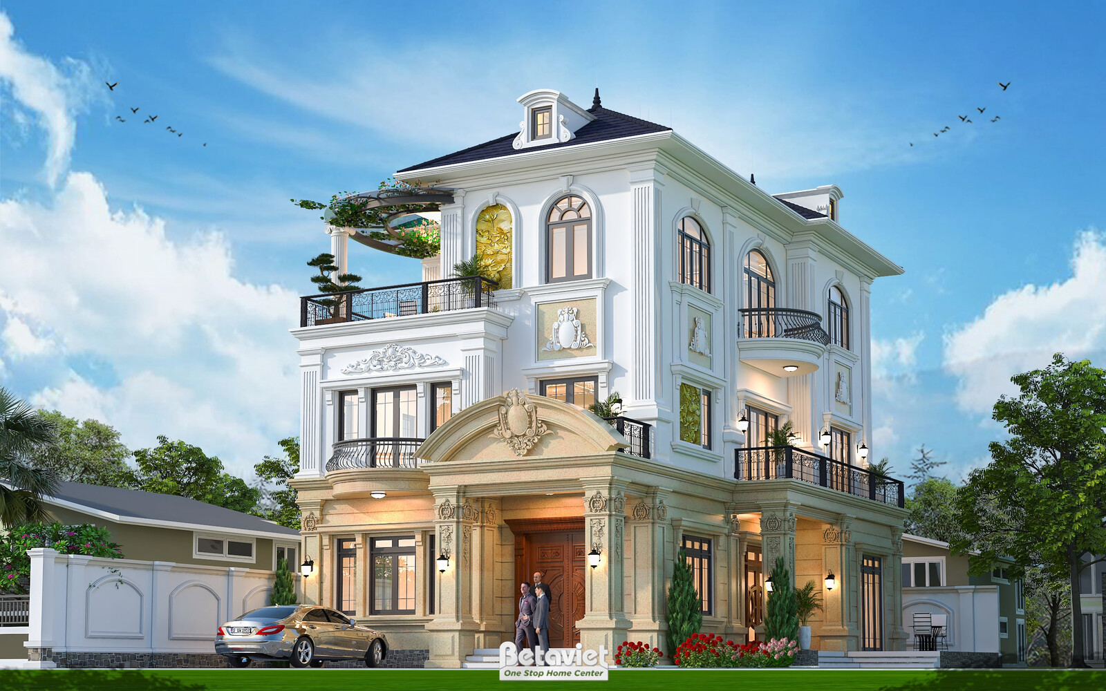 Biệt thự 3 tầng tân cổ điển KT24203 – phối cảnh mặt tiền (3)