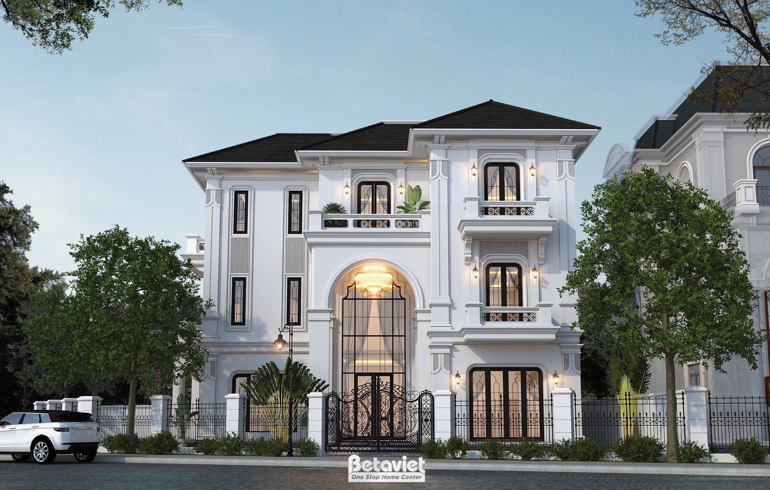 Thiết kế kiến trúc Indochine cho căn biệt thự biển 3 tầng tại Ninh Bình KT23377
