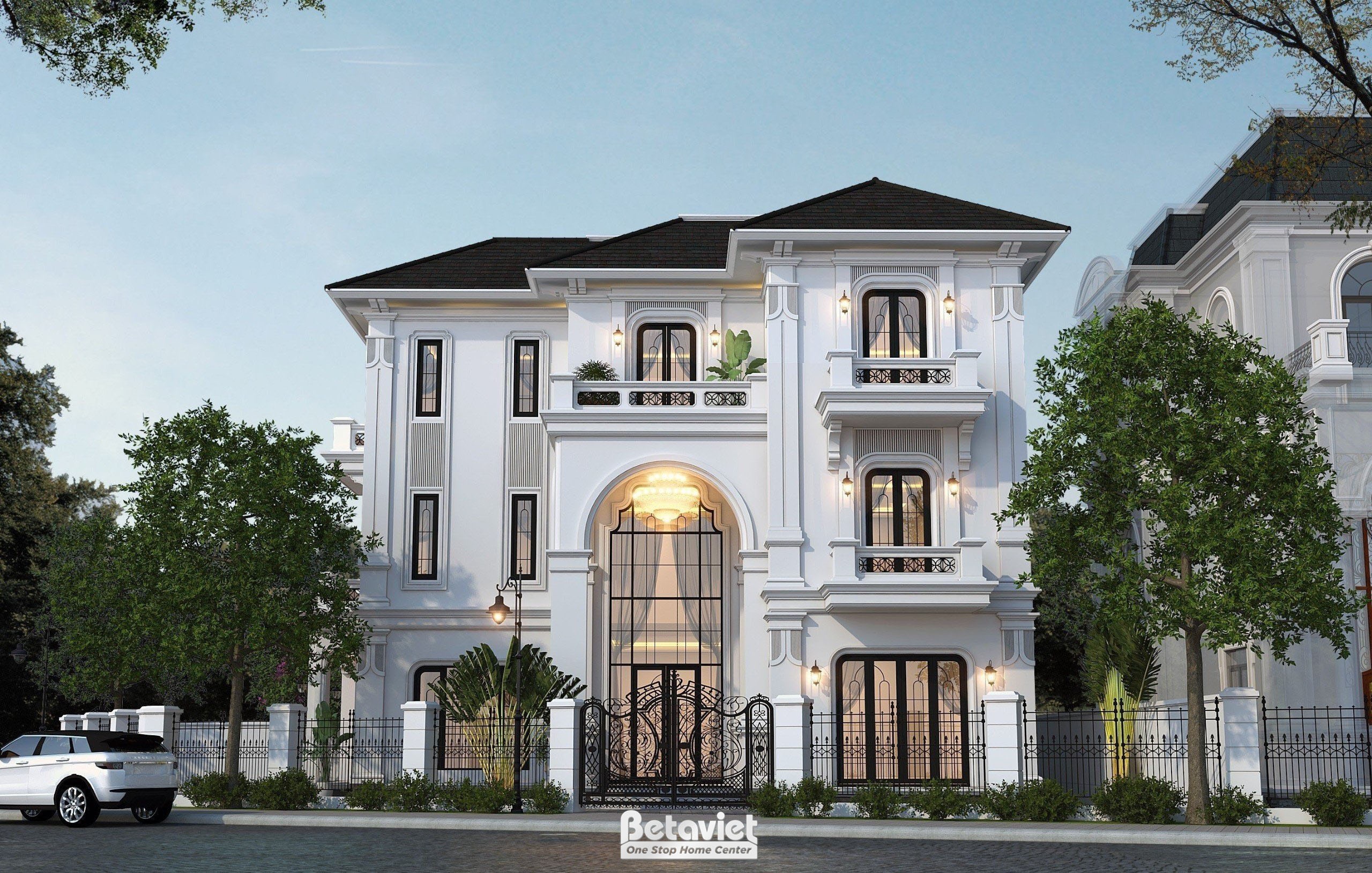 Thiết kế kiến trúc Indochine biệt thự hiện đại 3 tầng tại Ninh Bình KT23377