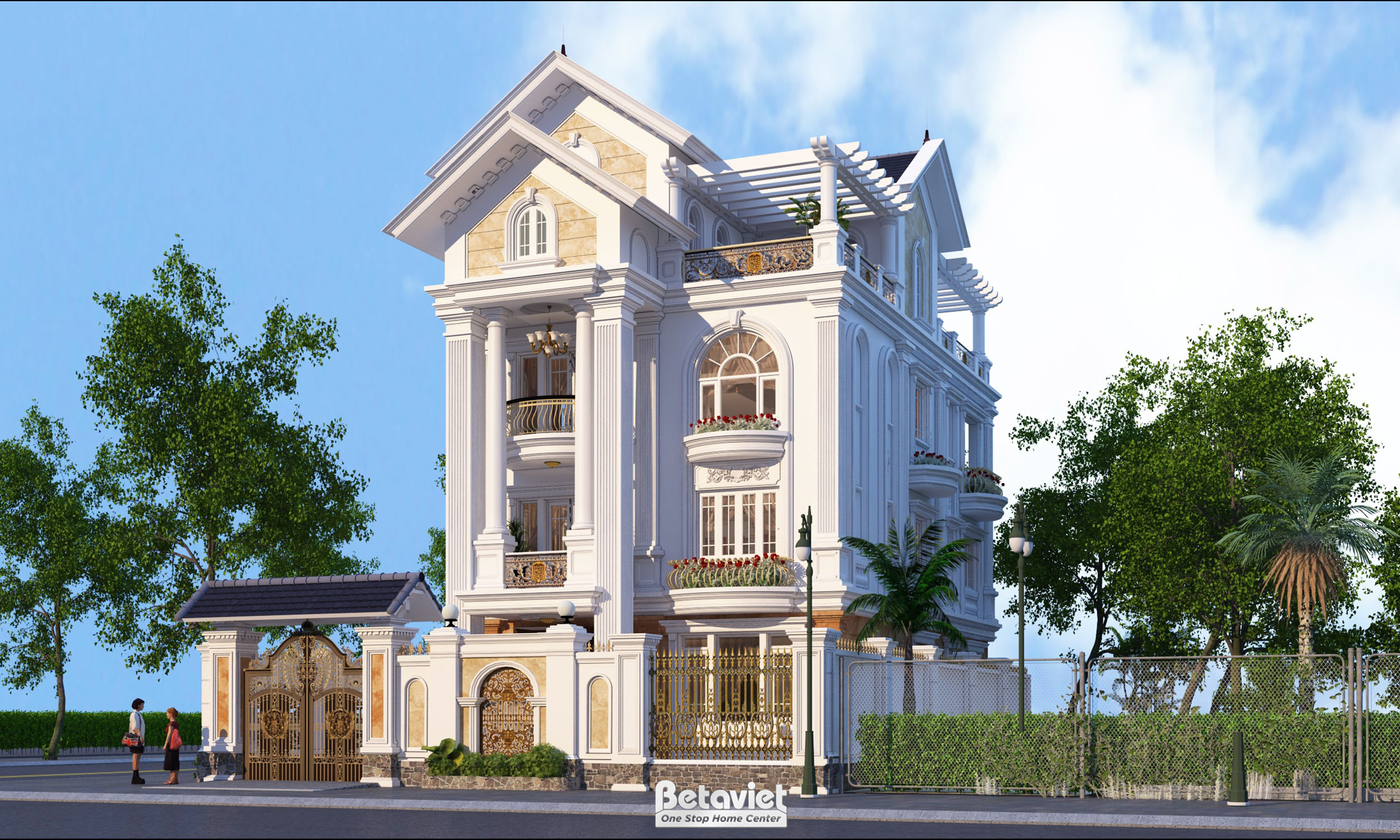 Thiết kế nhà biệt thự 4 tầng tân cổ điển 500m2 tại Hà Tĩnh KT20033