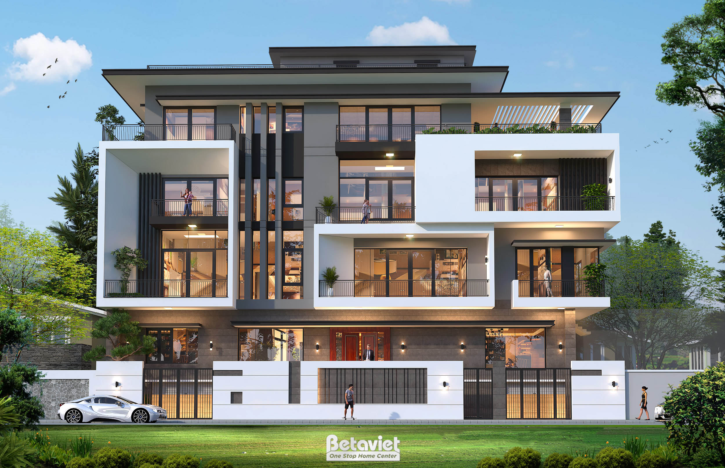 Thiết kế biệt thự hiện đại 4 tầng 900m2 tại Hải Dương KT22063