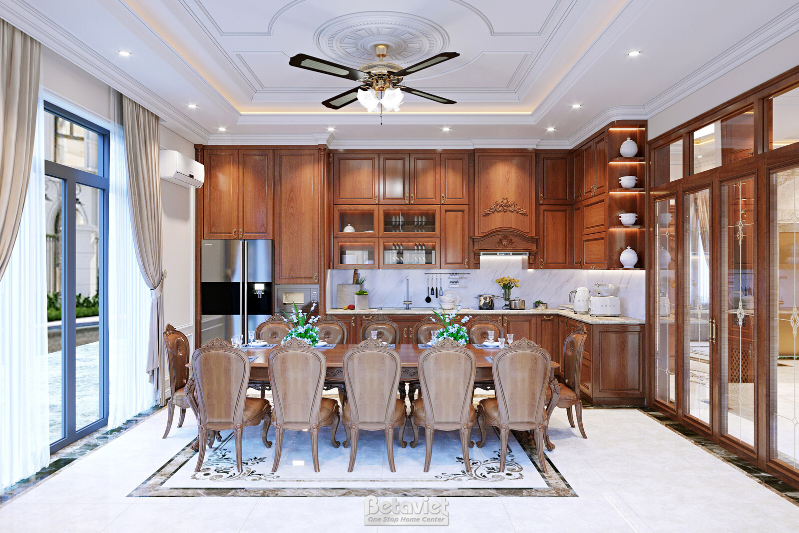 Nội thất phòng ăn biệt thự tân cổ điển KT22064 – góc nhìn 2