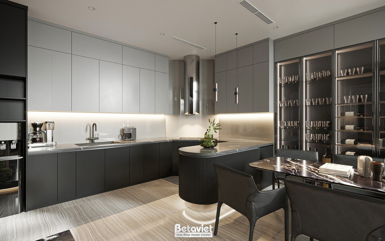 Nội thất phòng bếp biệt thự hiện đại NT23322 – góc nhìn 4