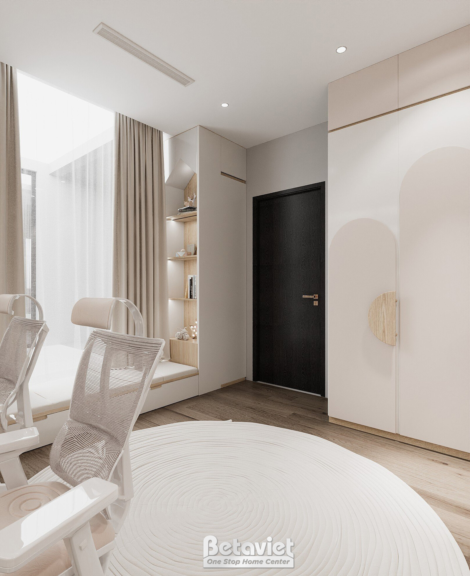 Nội thất phòng làm việc - học tập biệt thự hiện đại NT23329 – góc nhìn tổng thể