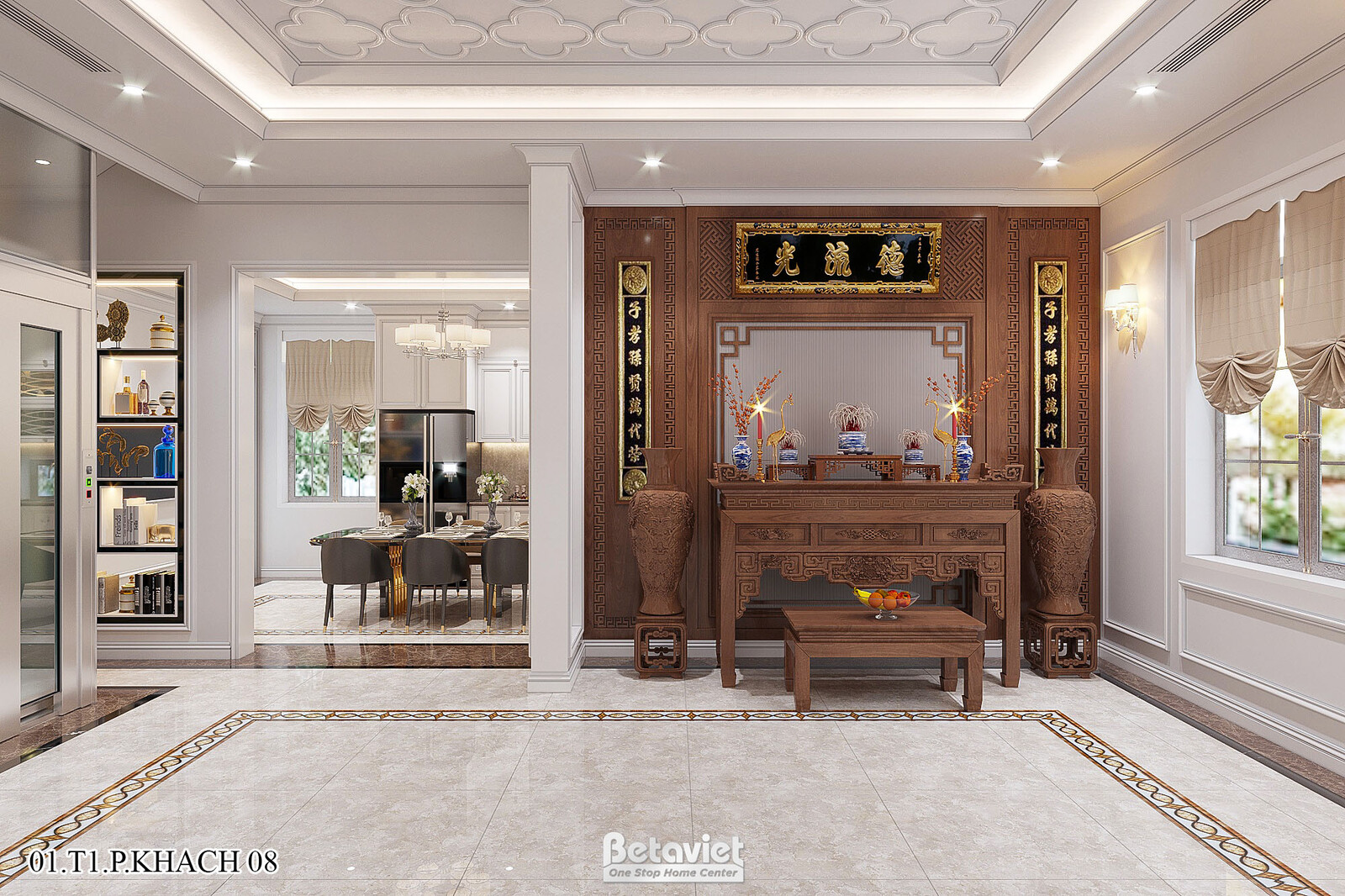 Nội thất phòng khách biệt thự hiện đại KT22016 – góc nhìn 7