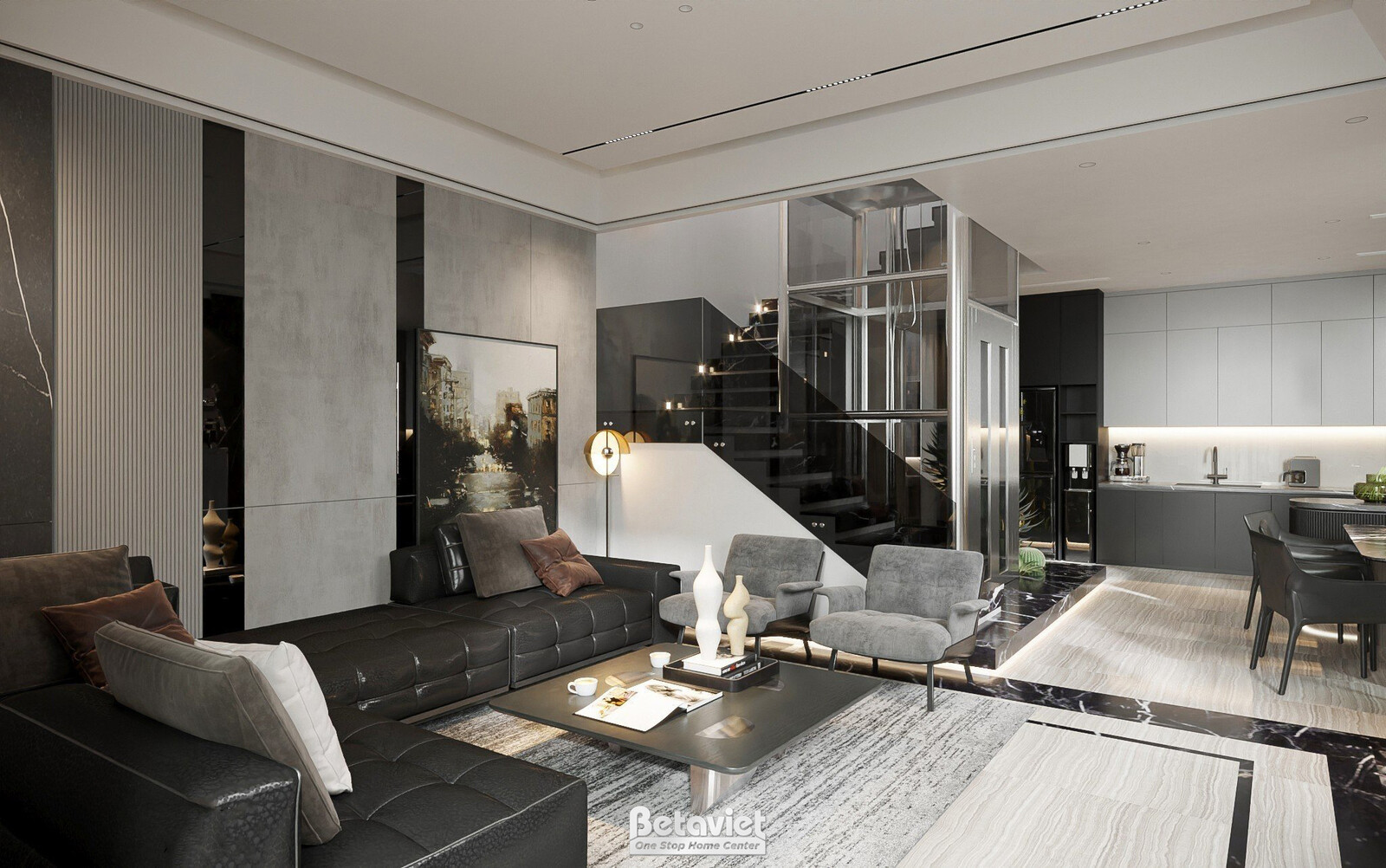 Nội thất phòng khách biệt thự hiện đại NT23322 – góc nhìn 4