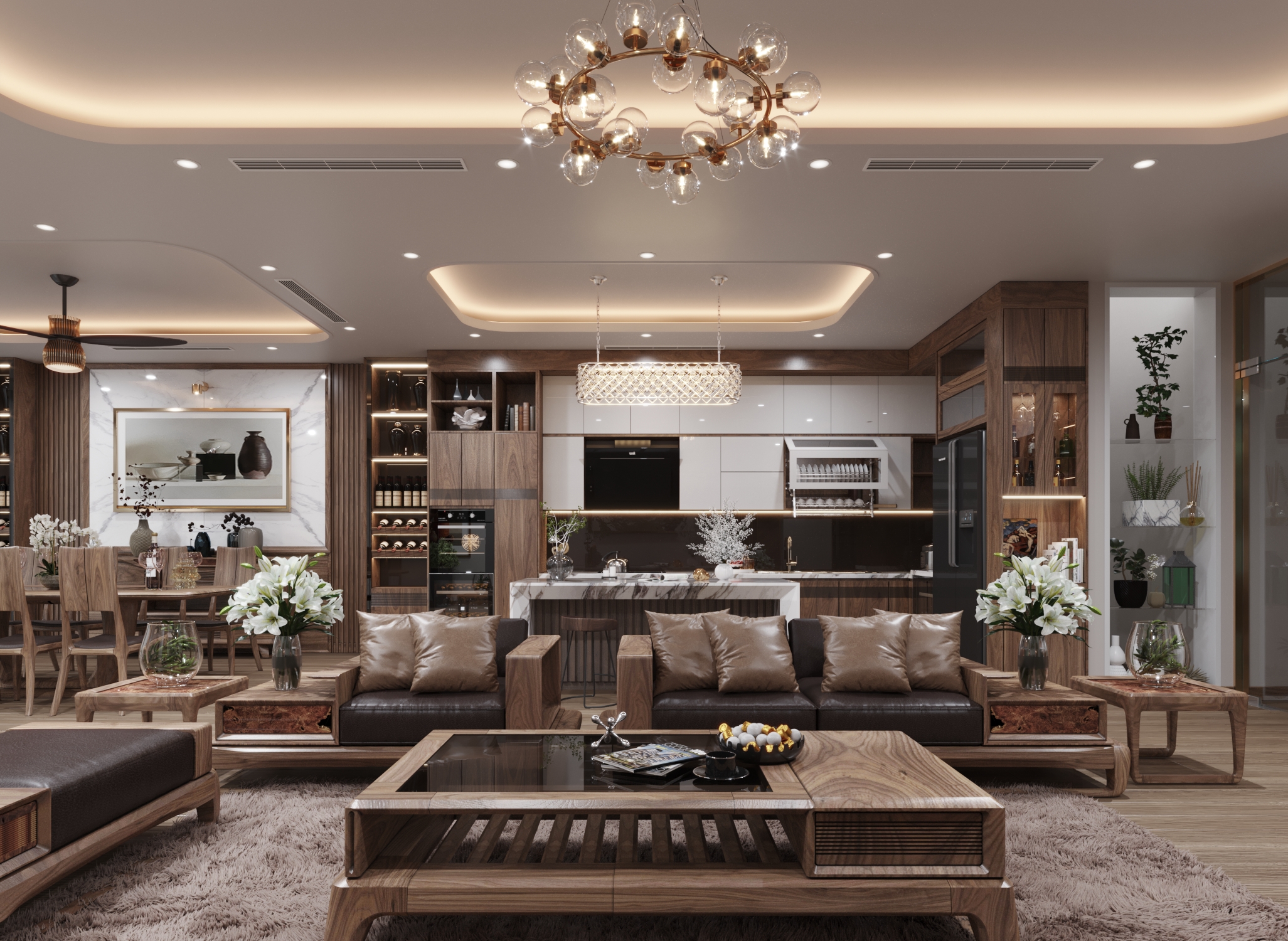Thiết kế nội thất phòng khách hiện đại NT23316