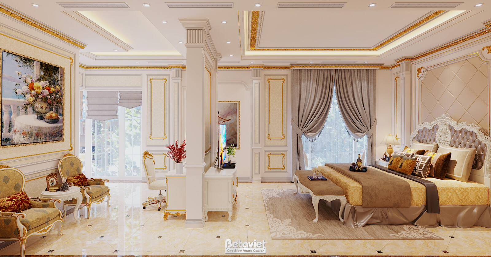 Nội thất phòng ngủ dinh thự tân cổ điển NT20158 – góc nhìn 15
