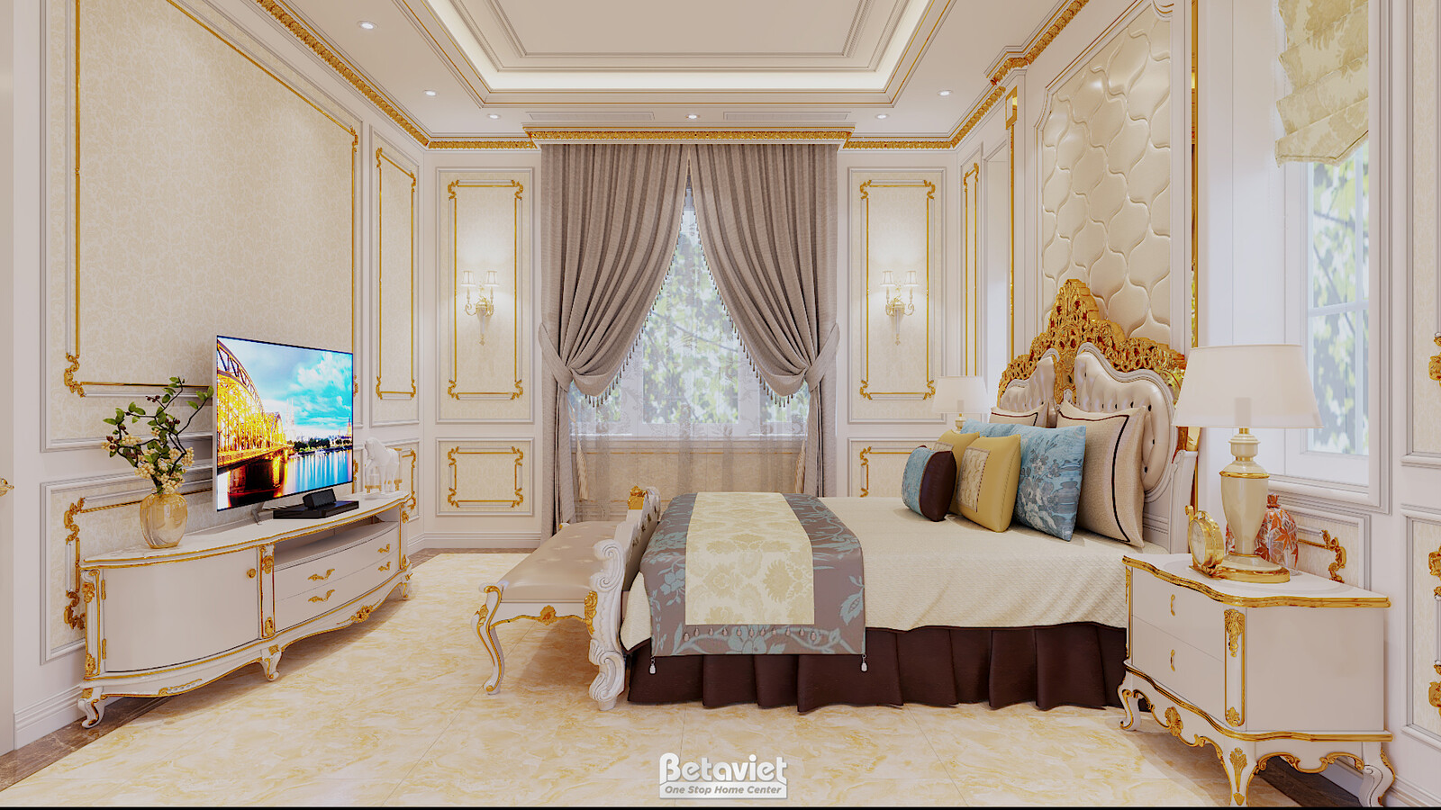Nội thất phòng ngủ dinh thự tân cổ điển NT20158 – góc nhìn 19