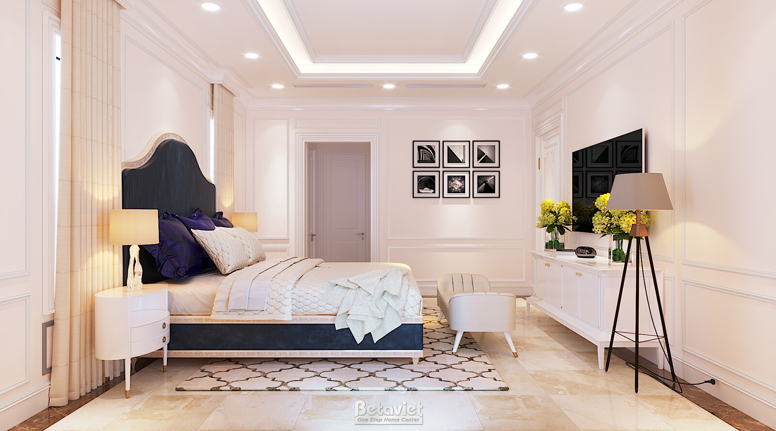 Nội thất phòng ngủ dinh thự tân cổ điển NT20158 – góc nhìn 2